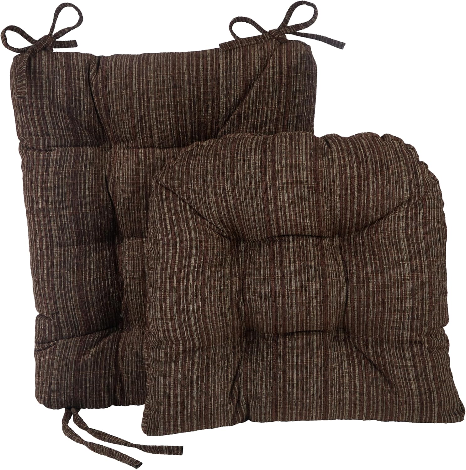 Klear Vu The Gripper Non-Slip Rocking Chair Cushion Set with Thick Padding, Includes Seat Pad & Back Pillow with Ties for Indoor Living Room Rocker, 17x17 Inches, 2 Piece Set, Chocolate