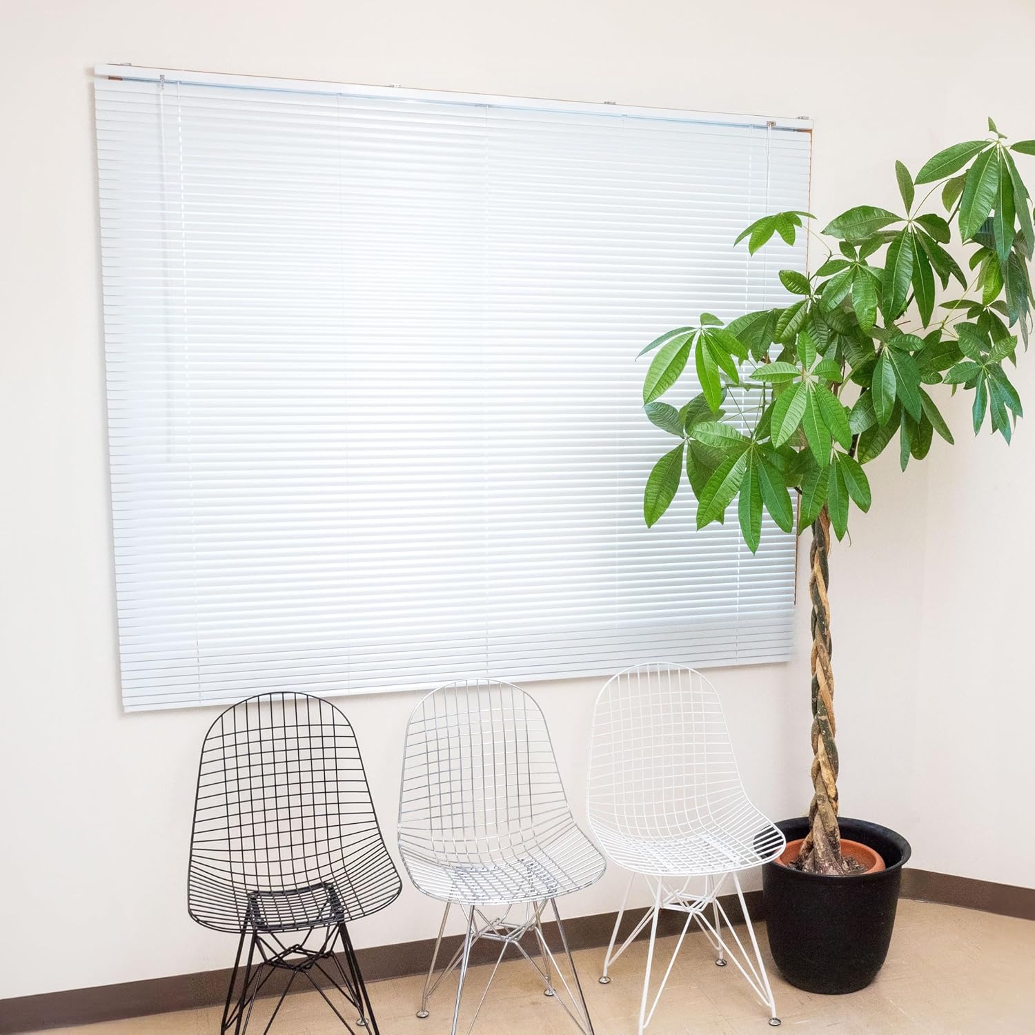 イージーブラインド ブラインド アルミ 横型 オーダーメイド【幅167cm x 高さ96cm】 ホワイト / 幅161～180cm