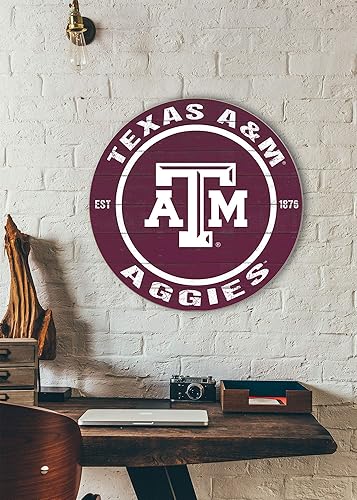 Miniatura 2 de Texas A&M Aggies 1032104469 - Letrero circular desgastado de 20 x 20 pulgadas, color del equipo, 1032104469