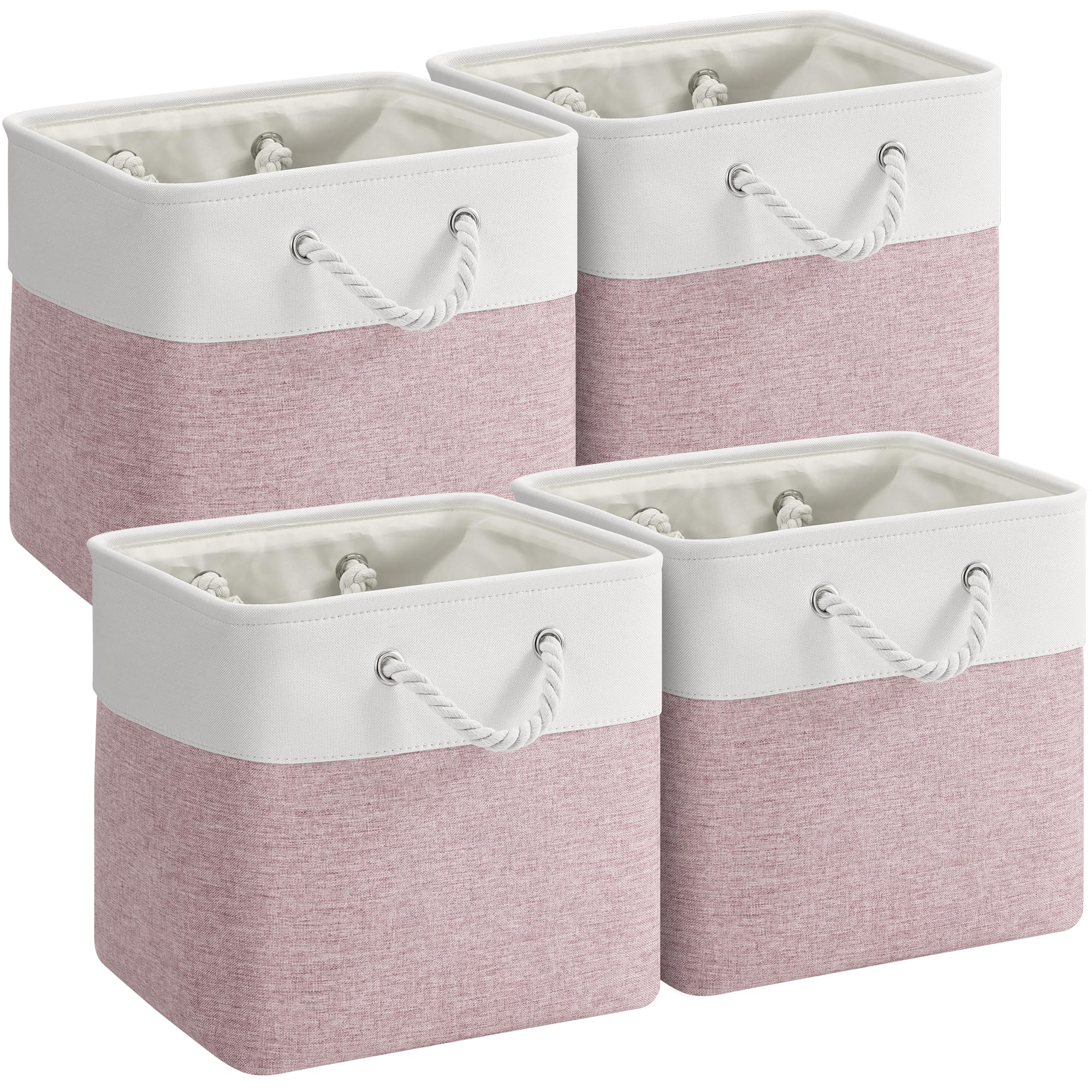 Photo 1 of ***STOCK PHOTO FOR REFERENCE ONLY*** VQRTEXA 12 x 12 Inch Cube Storage Bins, 4 Pack Fabric Storage Basket with Handles, Foldable Boxes Organizer for Shelf Baskets for Home, Clothes (White/Green)