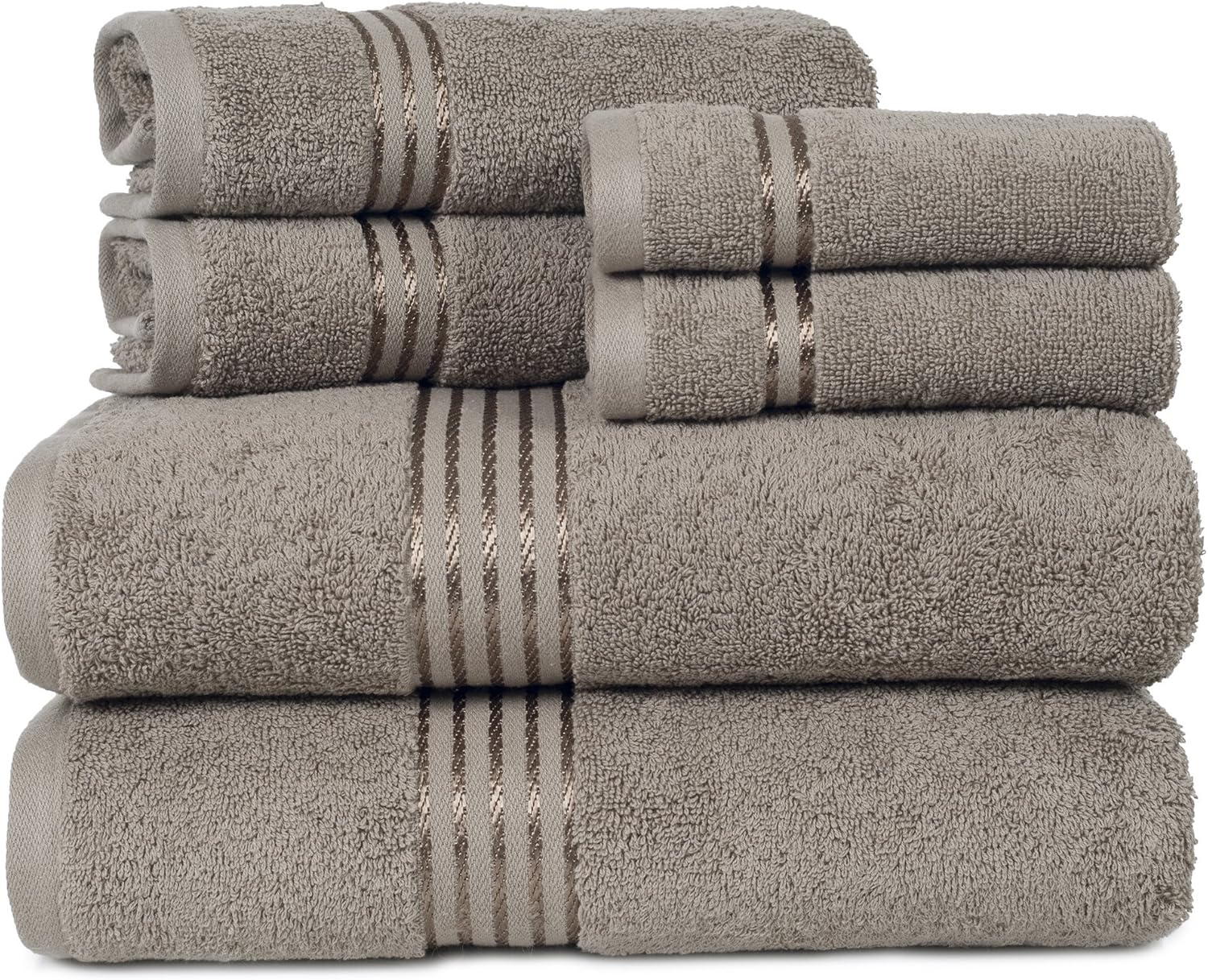 Bedford Home 100% Cotton Hotel 6 Piece Towel Set - Taupe