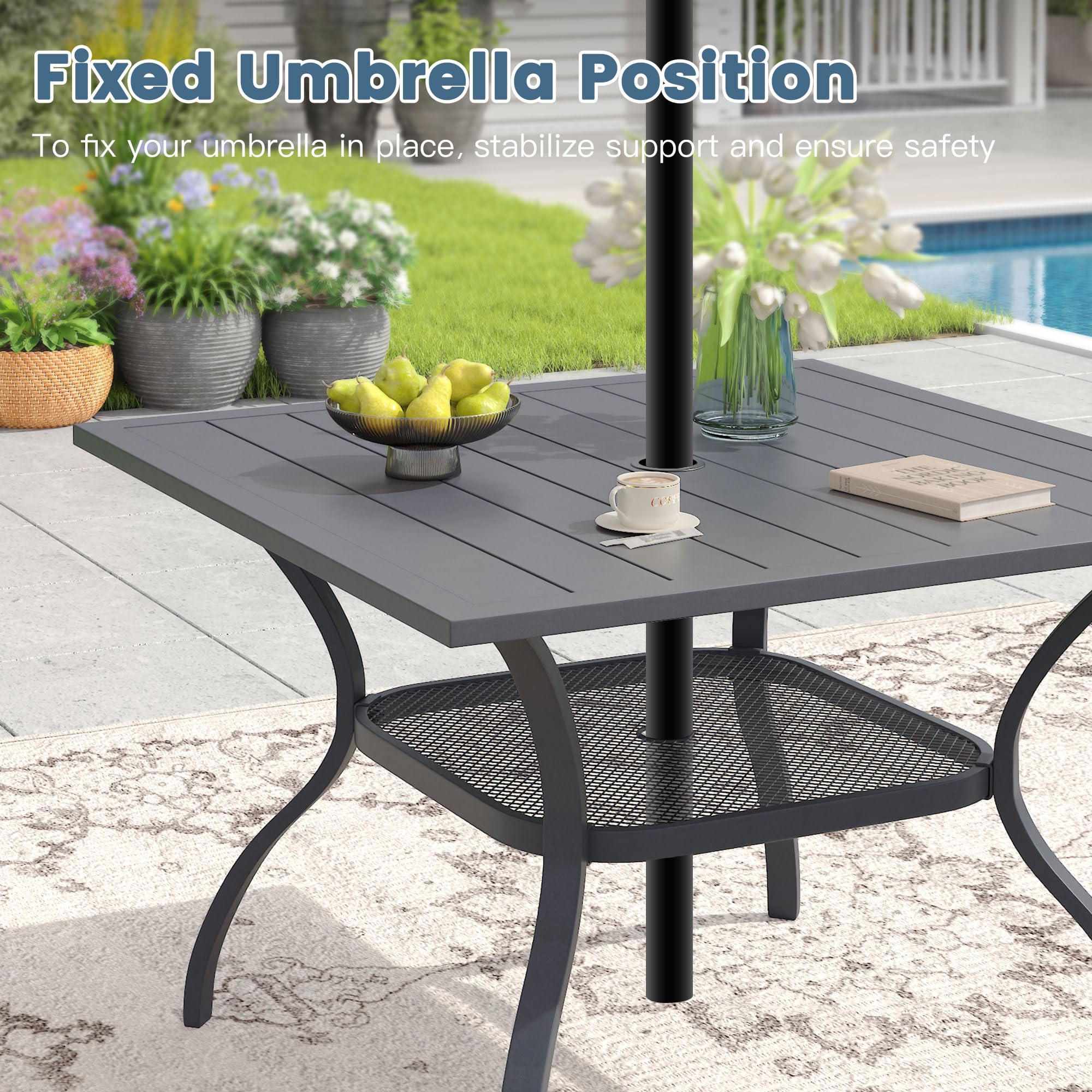 24 square patio table with umbrella hole DIFY Outdoor Dining for 4, 38