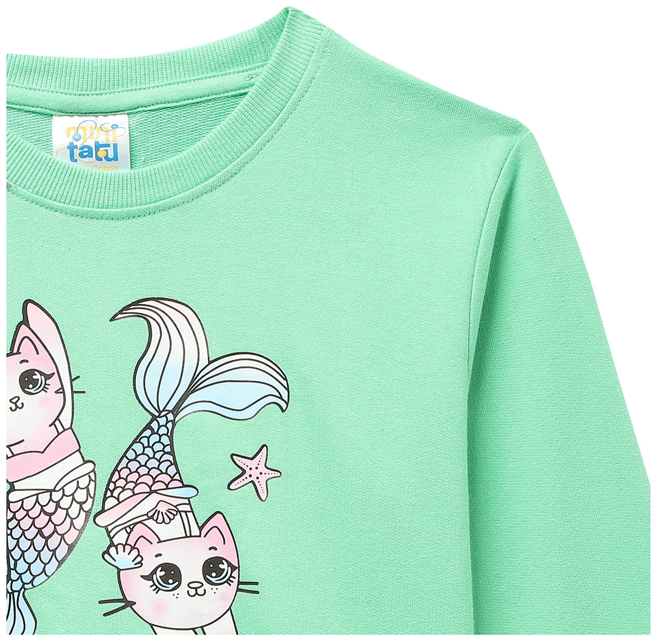 MINITATU Turquoise Green Girls French Terry Sweatshirt Age - 18-24 Months (MT-3278F-AN)