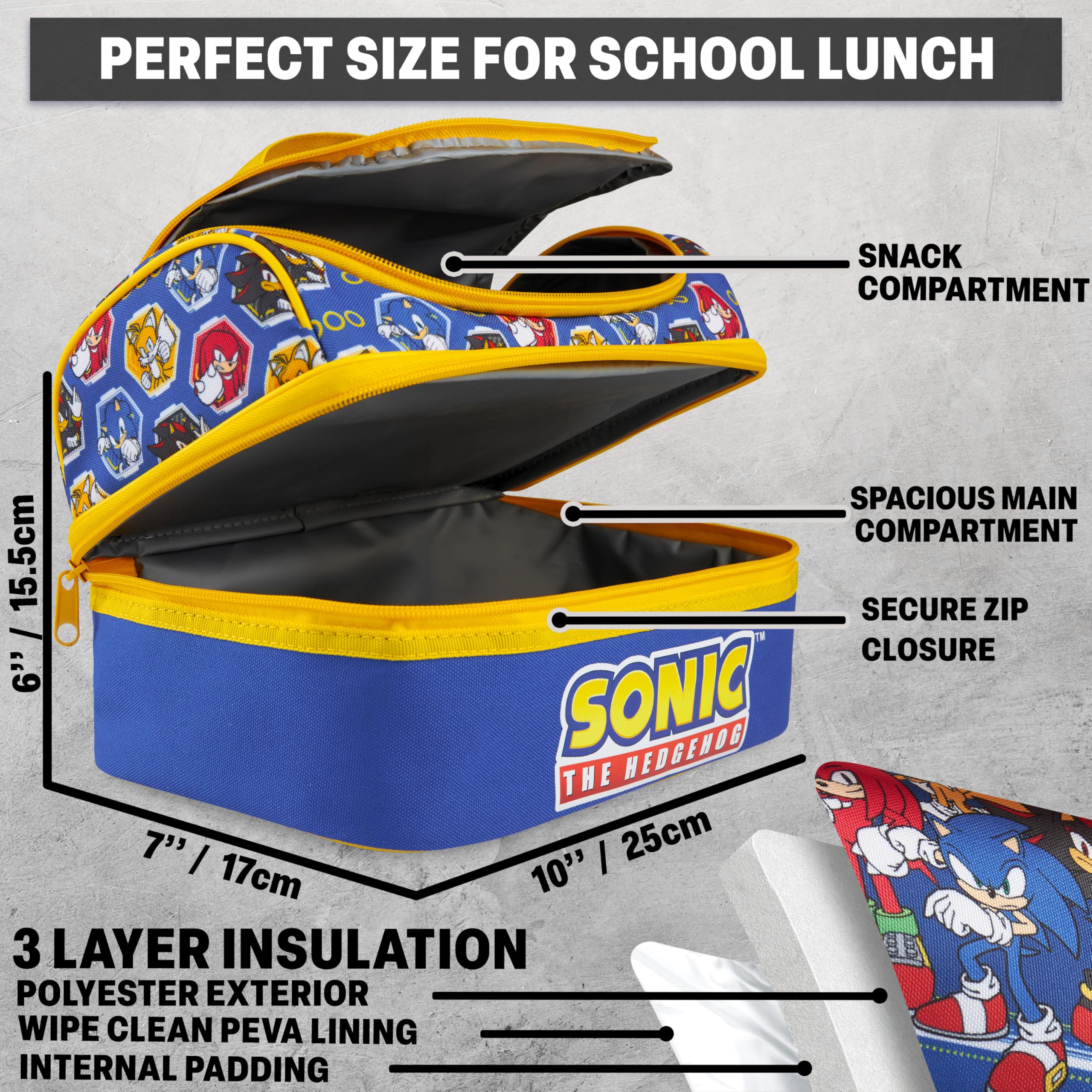Get Trend SONIC THE HEDGEHOG Set Porta Pranzo Bambini, 3 Pezzi con Borsa Termica, Lunch Box, Borraccia Bambini, Porta Merenda Termico per Scuola e Tempo Libero, Idee Regalo Bambino (Blu/Multi Sonic)