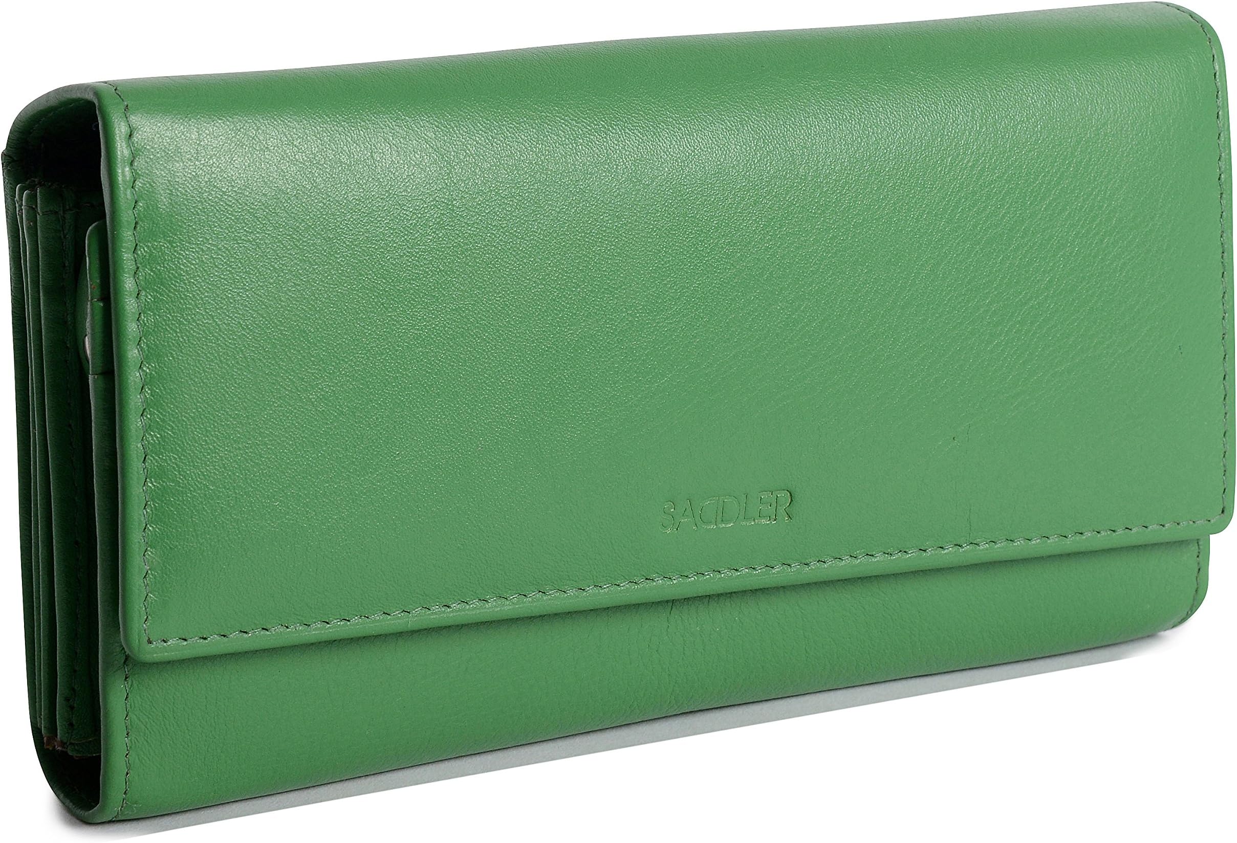 SADDLERLarge RFID Leather Clutch Purse – Multi-Section Wallet with Triple Zipped Pockets & Card Slots | Luxury Gift for Women