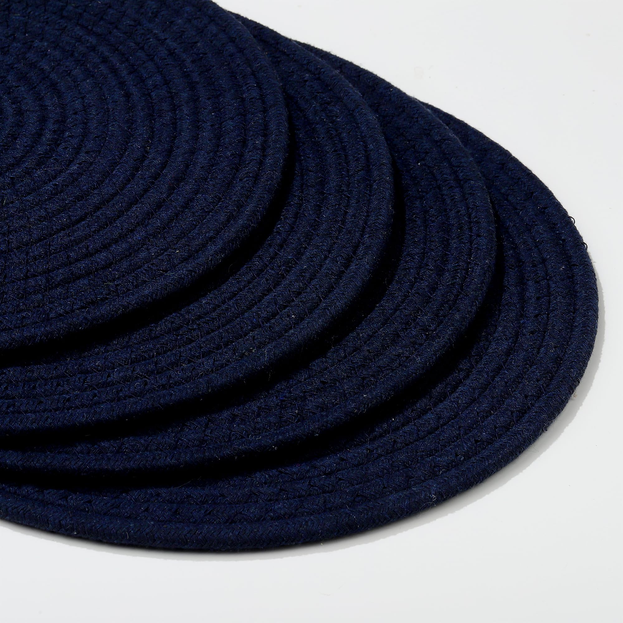 fanquare Placemats Set of 4, Round Cotton Braided Place Mats - Image 3