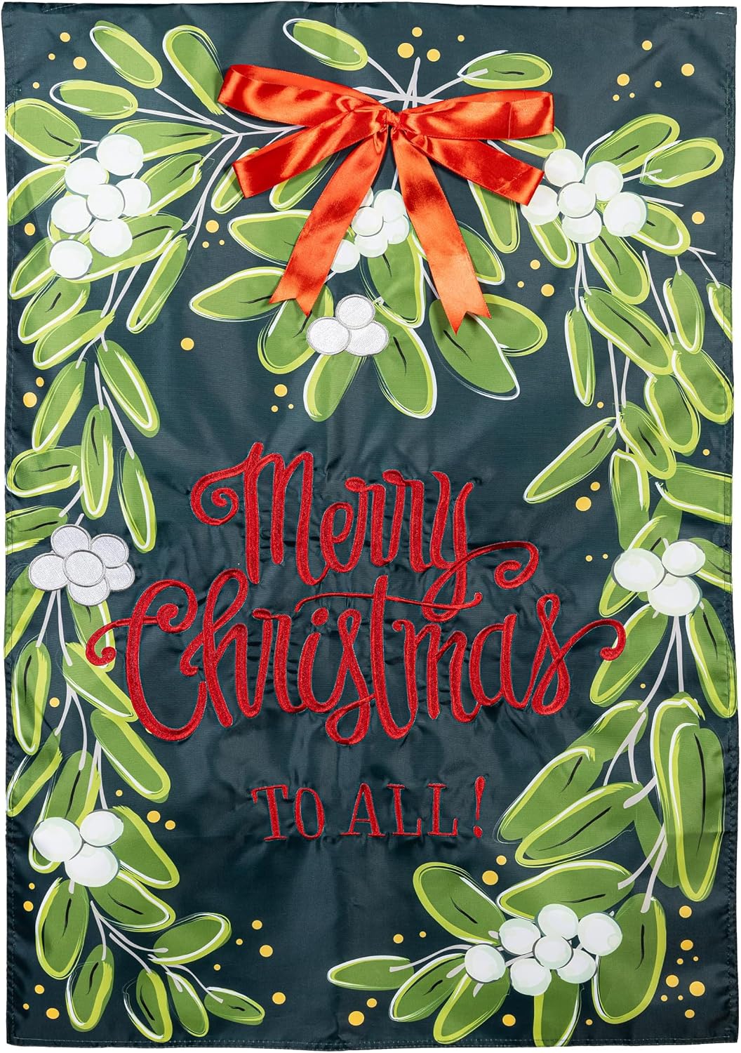 Evergreen Merry Christmas Mistletoe House Flags 28"x44" Double Sided, Welcome Garden Flags for Outside, Winter Yard Flags, Christmas Decorations for Home, Porch, Yard