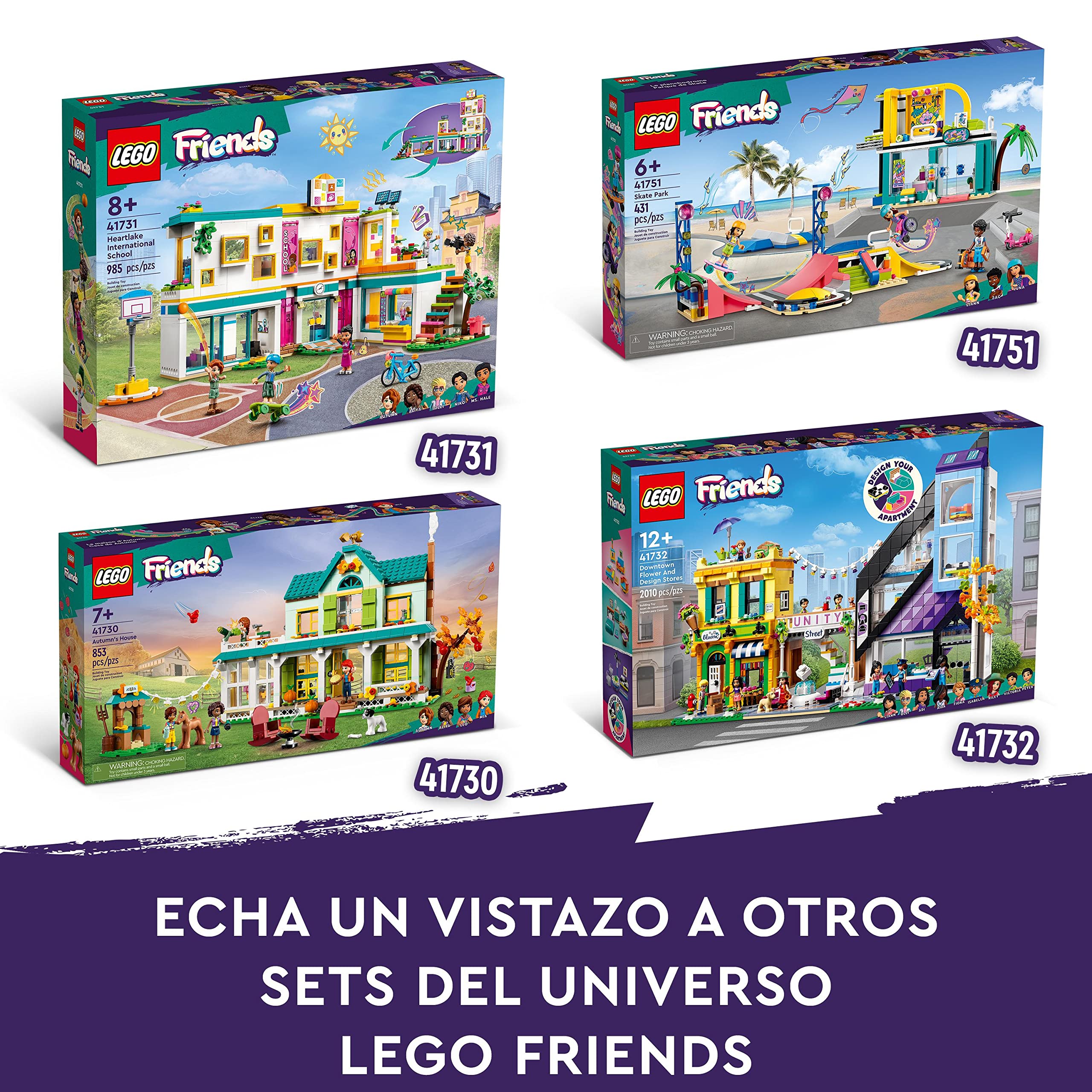 LEGO 41732 Friends Floristería y Tienda de Diseño del Centro, Casa de Muñecas para Decorar, Regalos para Niñas y Niños de 12 Años y Adolescentes, 9 Personajes, Juguete Personalizable para Construir
