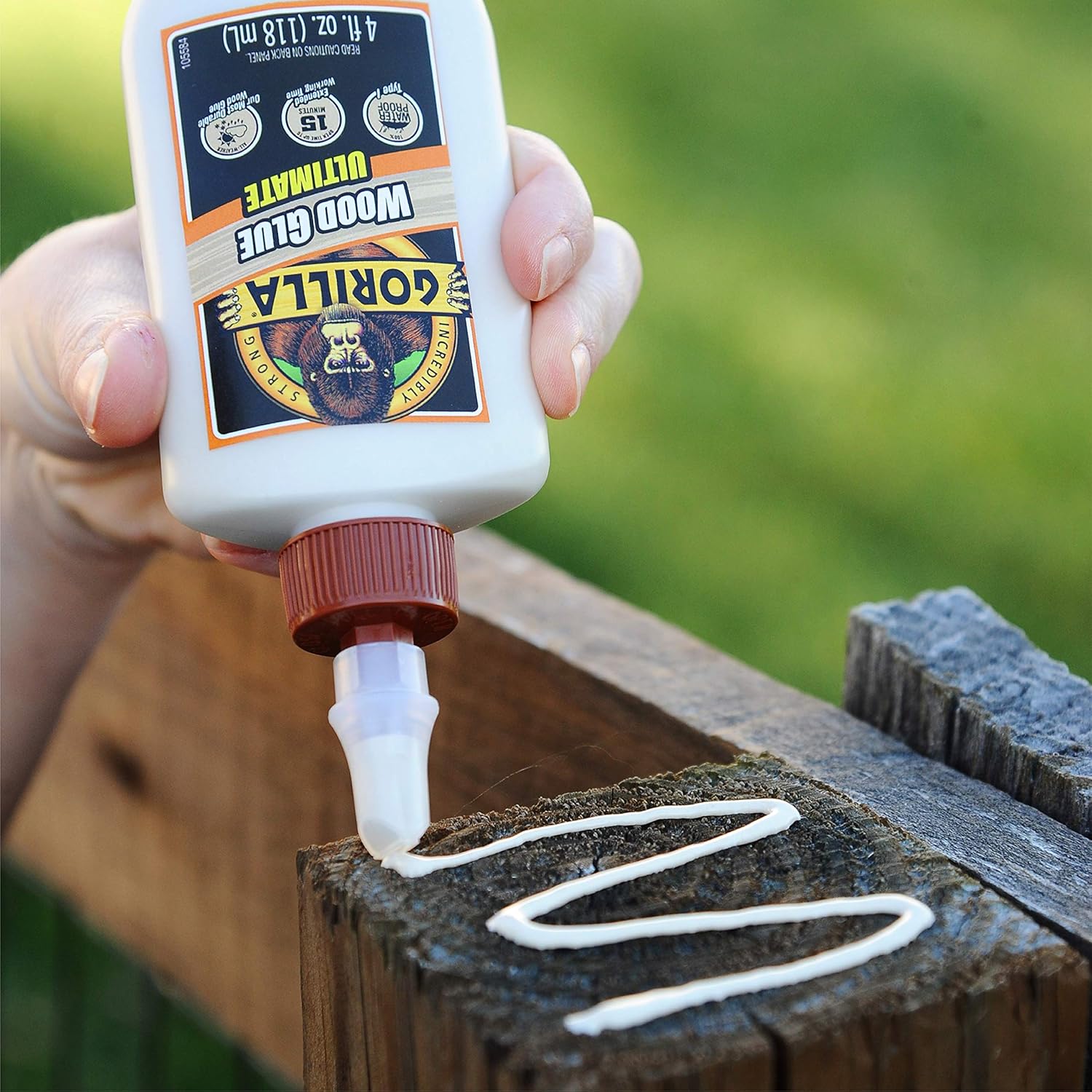Gorilla Ultimate Waterproof Wood Glue, Natural Wood Color, 4 Ounce (Pack of 6) - Waterproof for Indoor or Outdoor Projects and Repairs