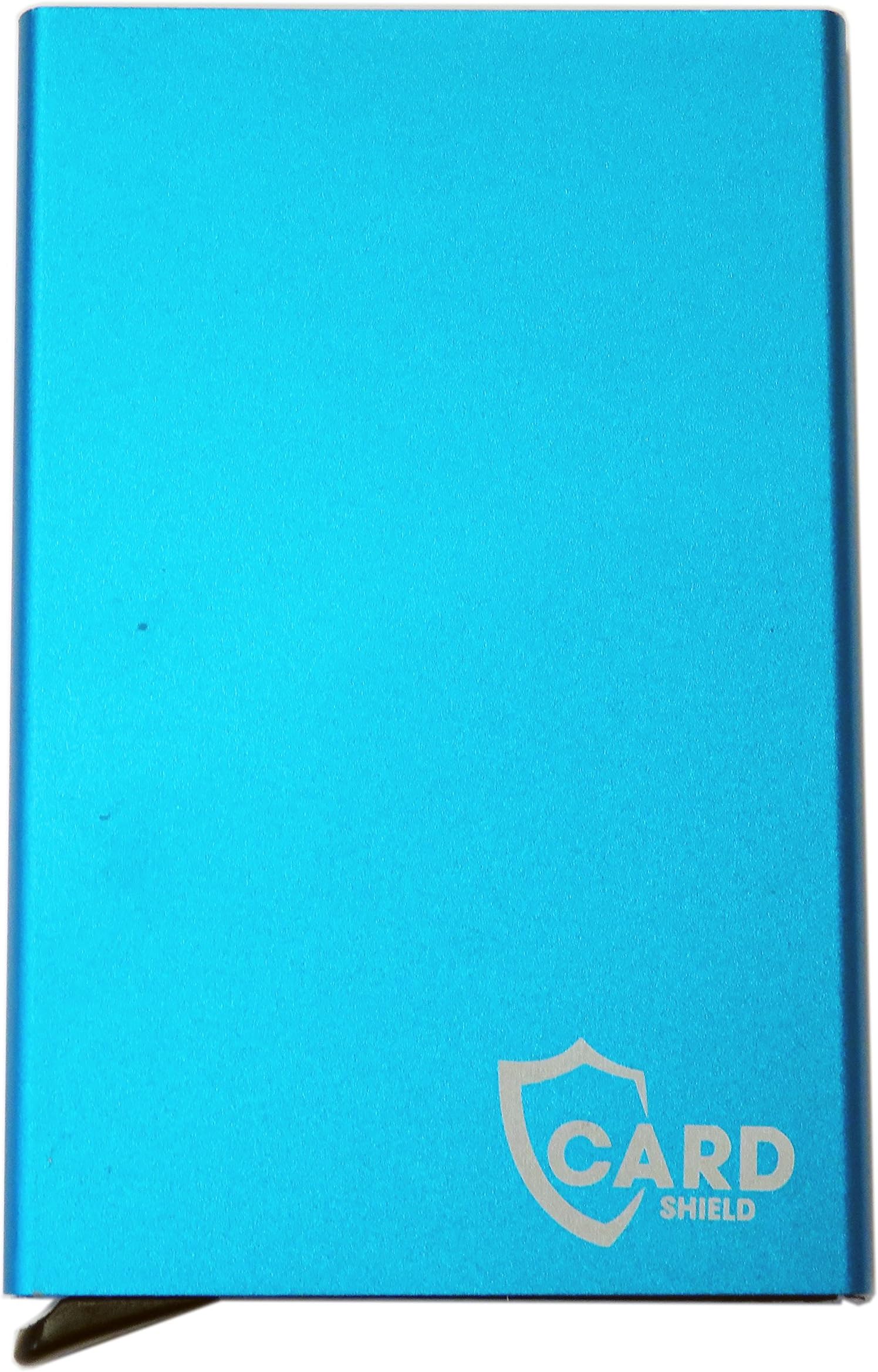 Aluminium RFID Blocking Credit Card Holder Ejector Wallet Unisex 8 Cards (Blue Lever)