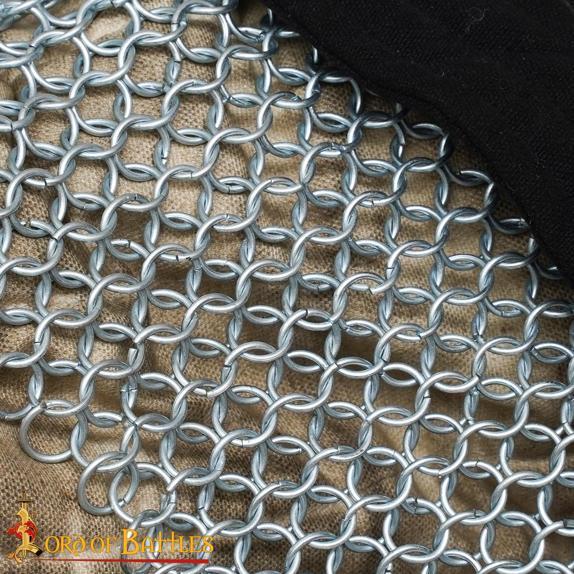 Lord of Battles Collare in maglia di maglia medievale per collo armatura – 10 mm 16G anelli butted in acciaio dolce Maille Collar protezione per il collo