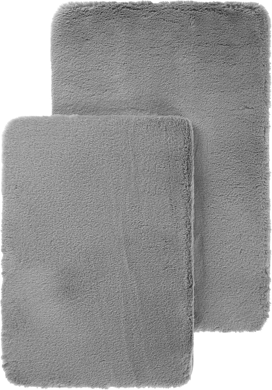 Amazon｜Dearfoams 2ピース フェイクファー メモリーフォームバスラグセット シルバー｜浴室足ふきマット ホーム＆キッチン