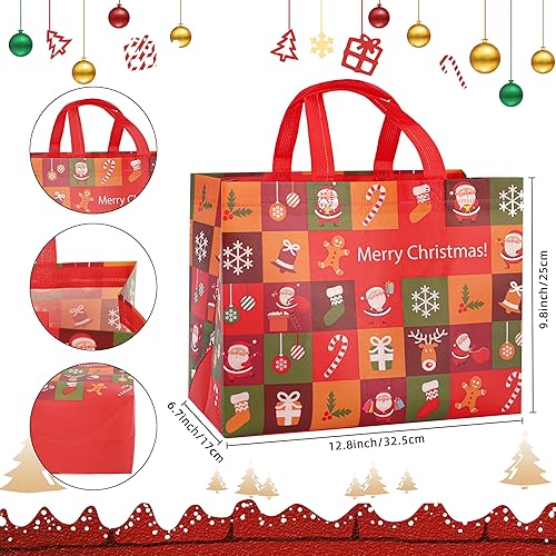 Miniatura 2 de CVNDKN Bolsas de regalo de Navidad, 9 bolsas de Navidad con asas para compras, bolsas de comestibles, envoltura de regalos, decoraciones de