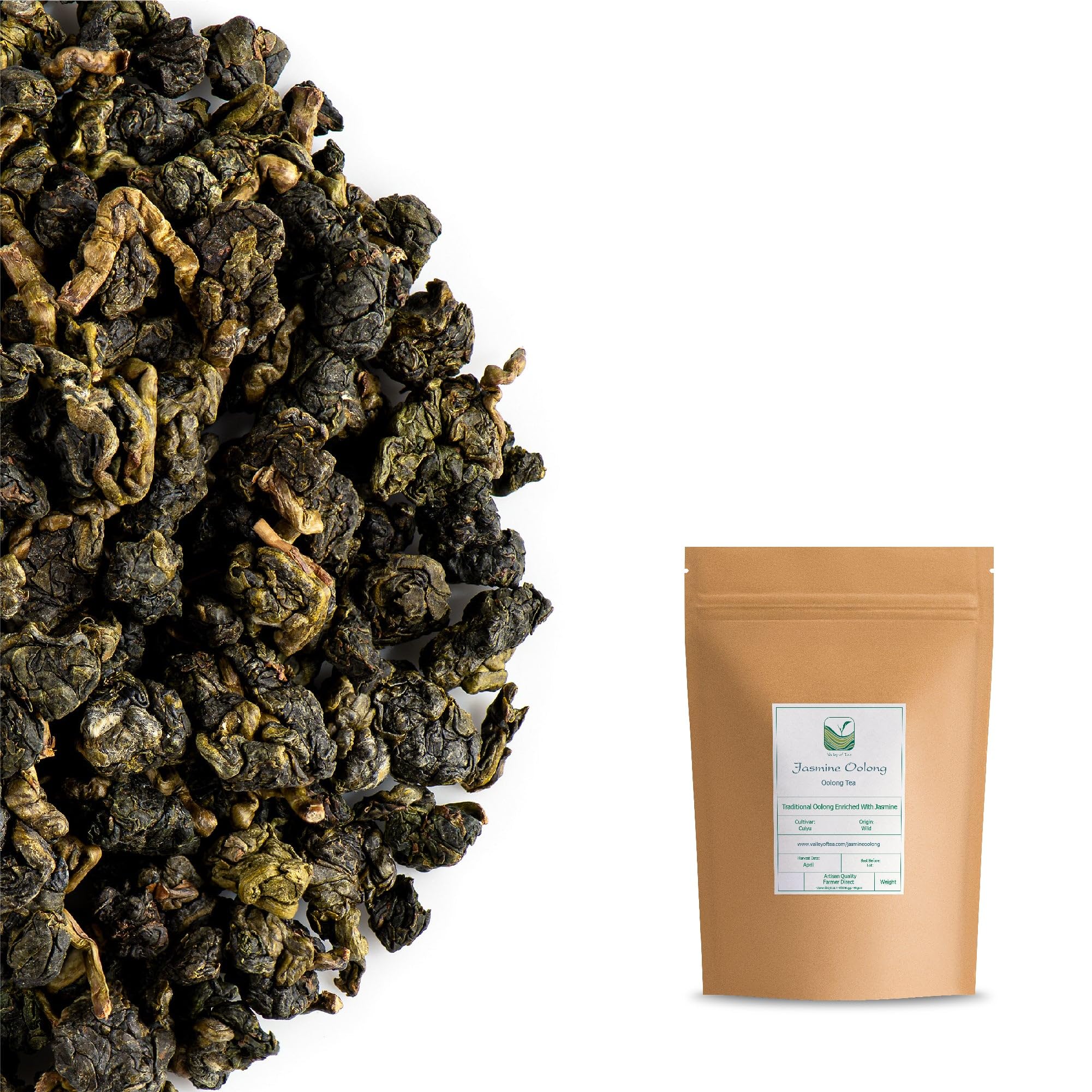 Oolong au Jasmin en Vrac - Thé Roulé Artisanal en Feuilles | aux notes florales et légèrement fruitées offrant une liqueur ronde à déguster sur plusieurs infusions