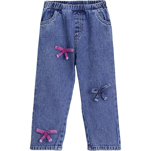 Girls Blue Bow Denim Jeans