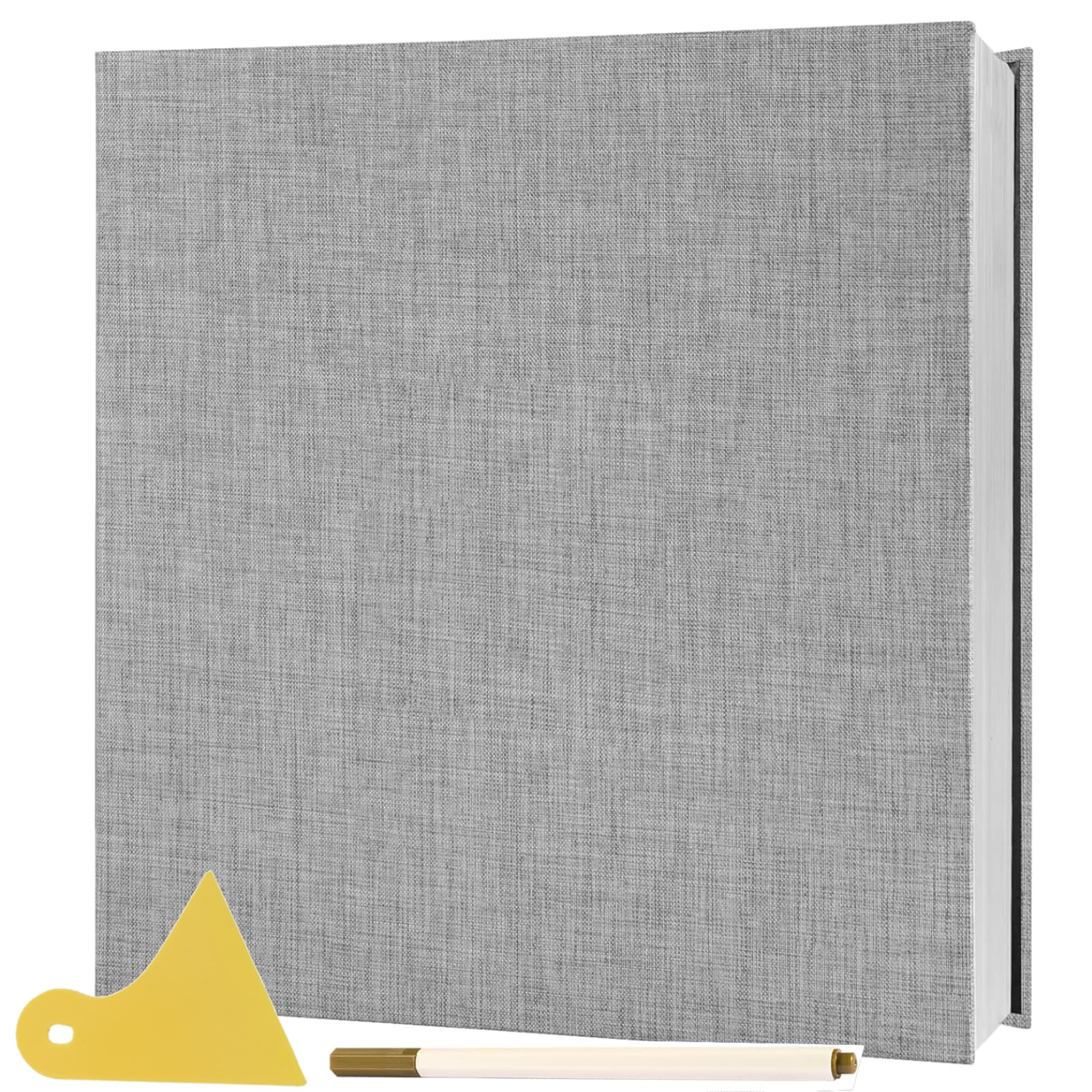 Photo Album Self Adhesive Scrapbook Album for 4x6 5x7 8x10 Pictures DIY Photo Book, 20Sheets 40 Pages Linen Cover DIY Scrap Book Birthday Gifts for Women Mom,Wedding Family Travel (Grey)