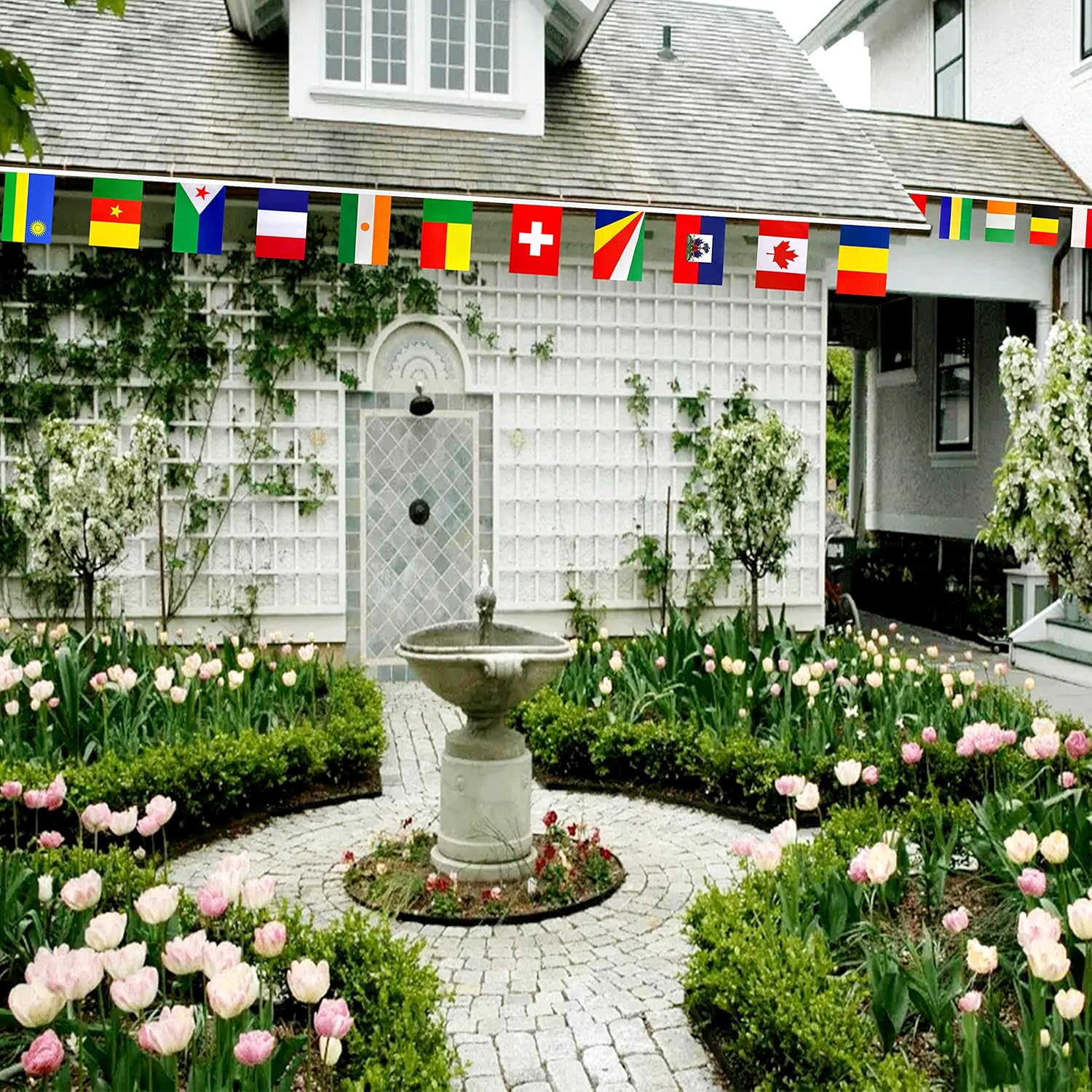 2 Packs 29 French Language Speaking Countries Flags Banner String,70 Feet 58 Flags