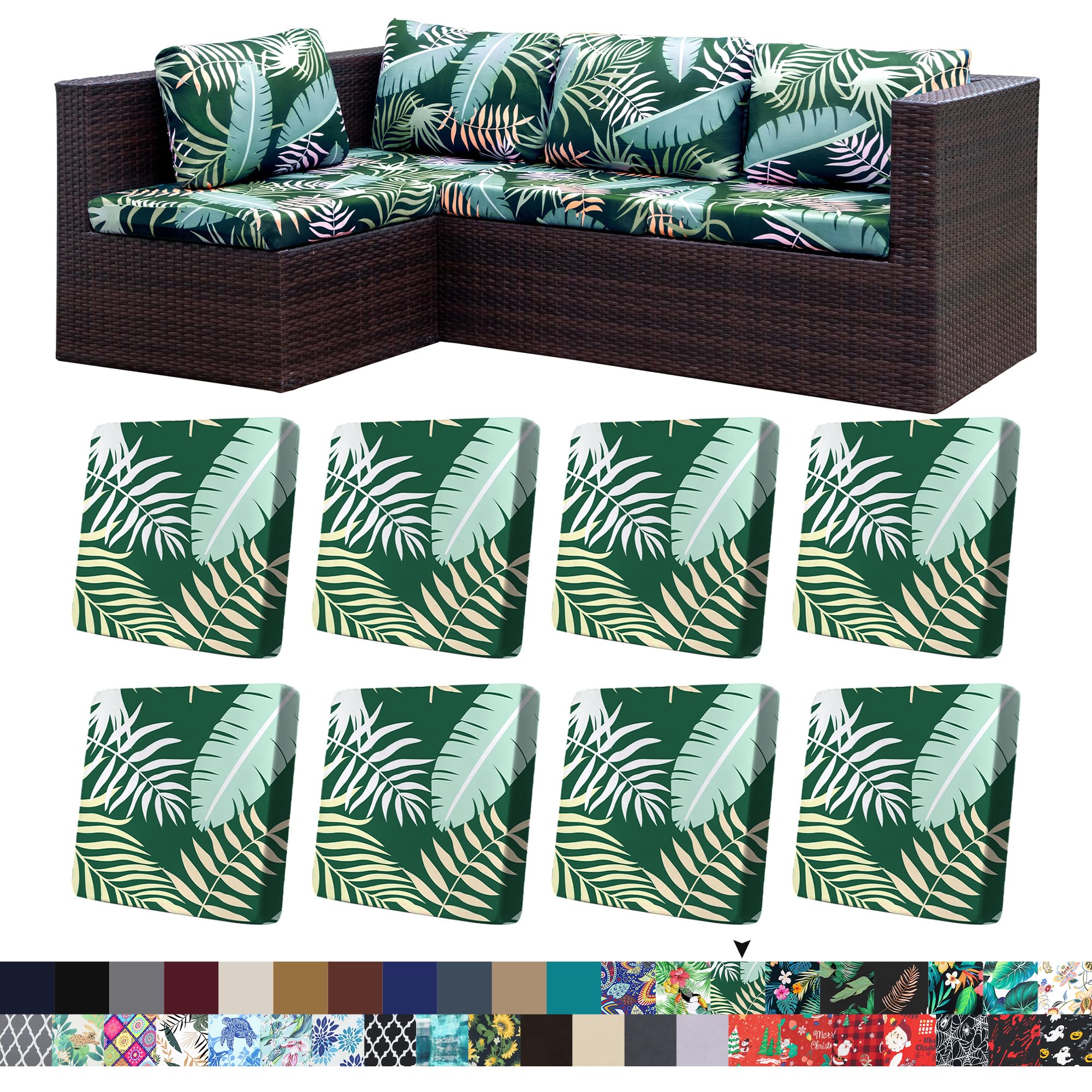 8 Pcs Outdoor Cushion Covers, Patio Sofa Cushion Covers Replacement