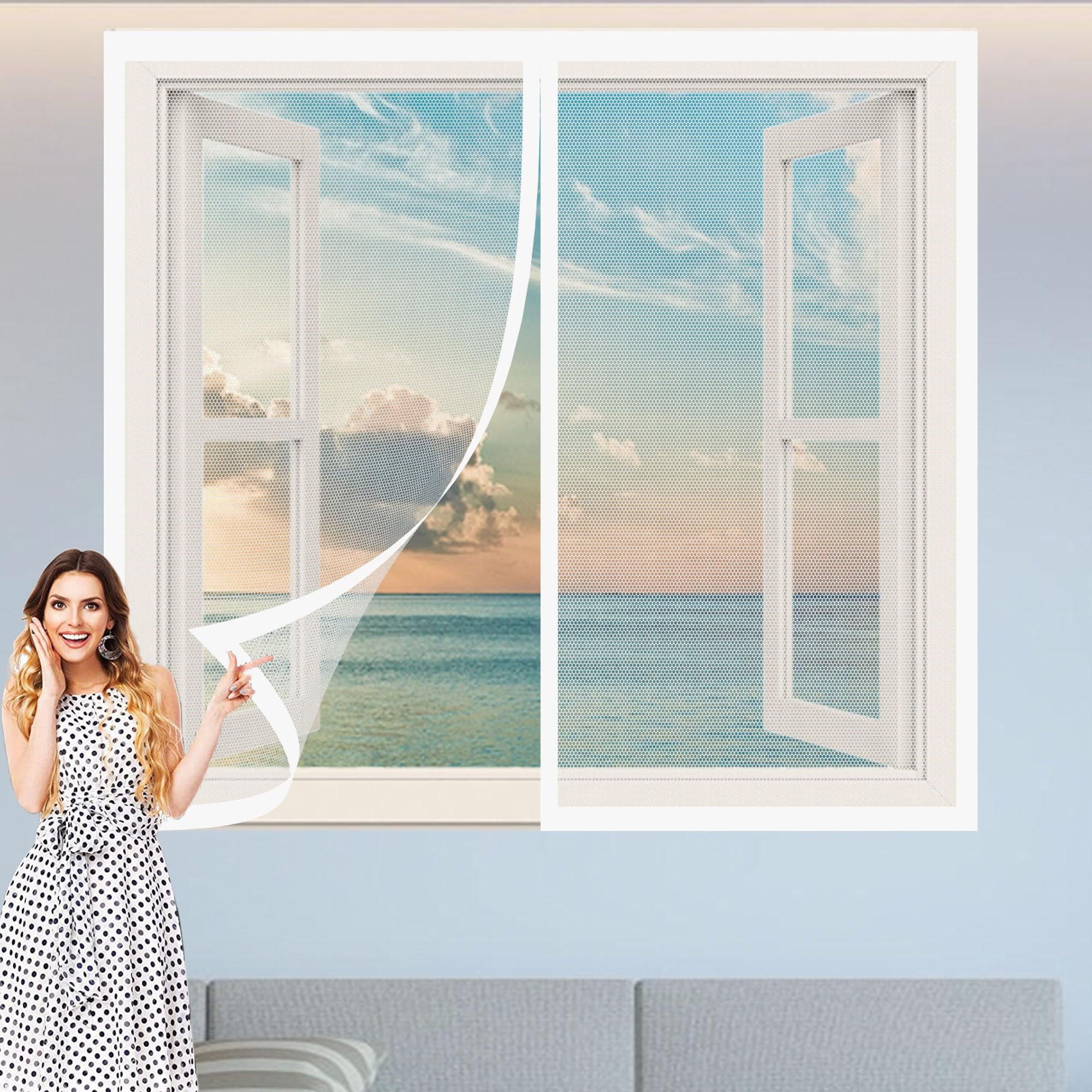 Taolitao White Magnetic Fly Screen Window 115 X 170 Cm Prevents Insects Flies Mosquitoes From Entering The Room Window Nets Insects Custom Size For Windows Doors And Patio Screens,