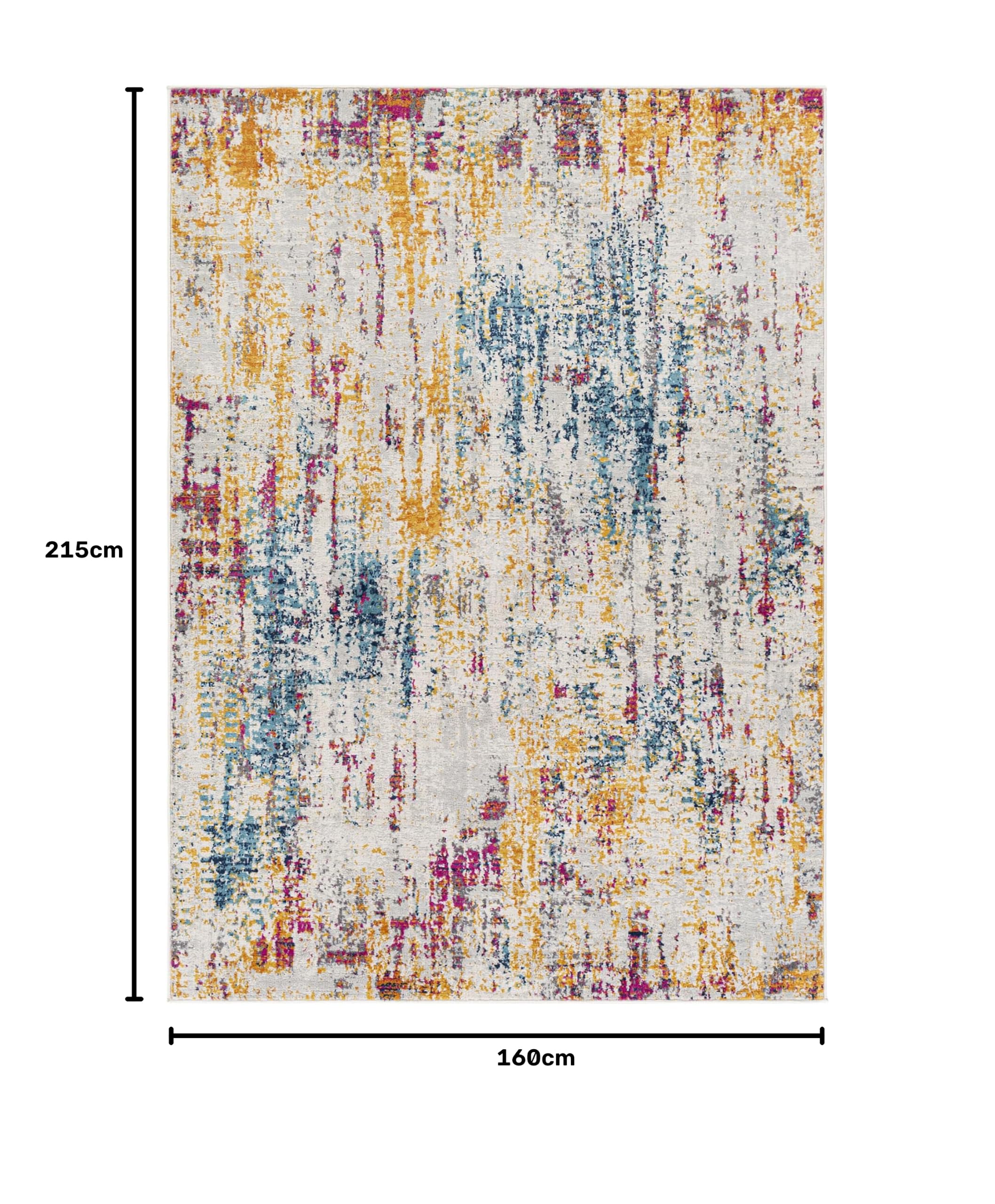 Livabliss Annaba Tappeto Astratto | Beige, Fucsia, Senape, Blu | 160x215cm | Soggiorno & Sala da Pranzo | Effetto Marmo Moderno Pelo Medio Morbido
