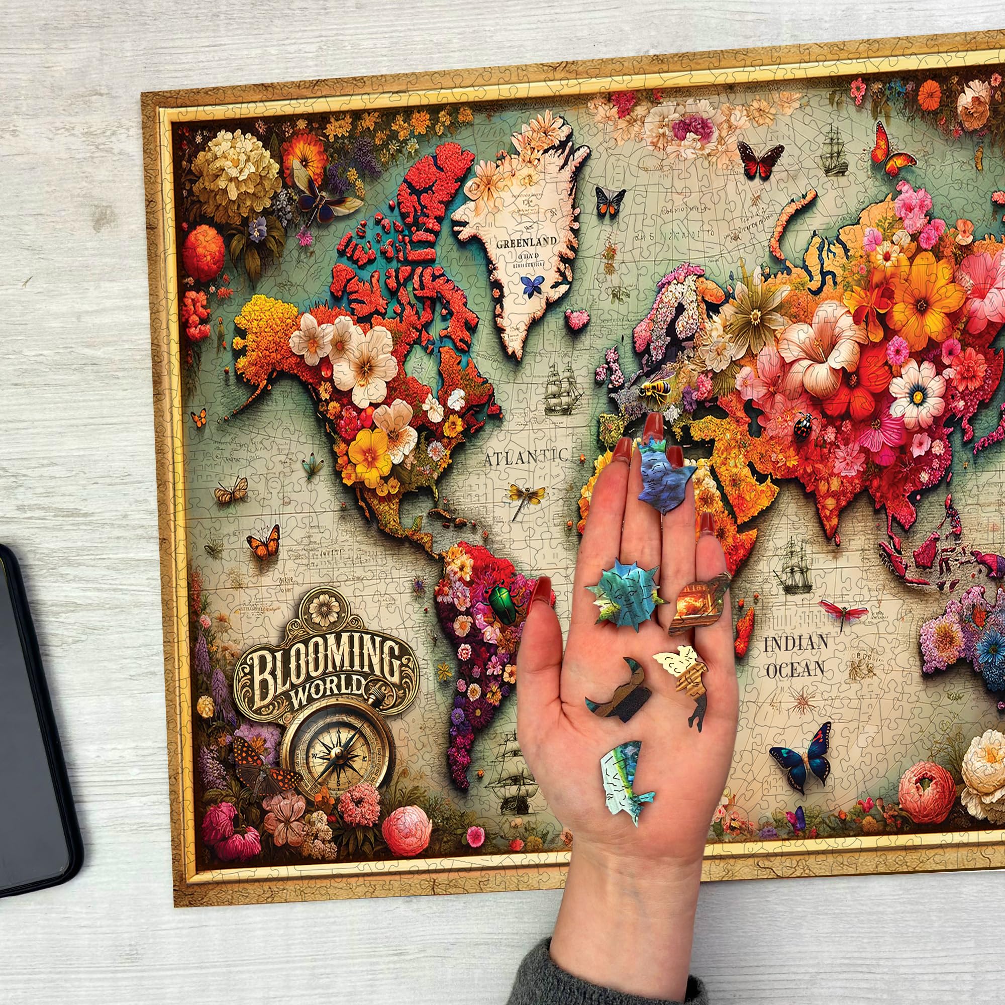 WOODEN.CITY Rompecabezas de Madera para Adultos - Diseño Único de Mapa Colorido, Puzzle Madera 1000 Piezas, Desafiante para Entusiastas de los Rompecabezas.