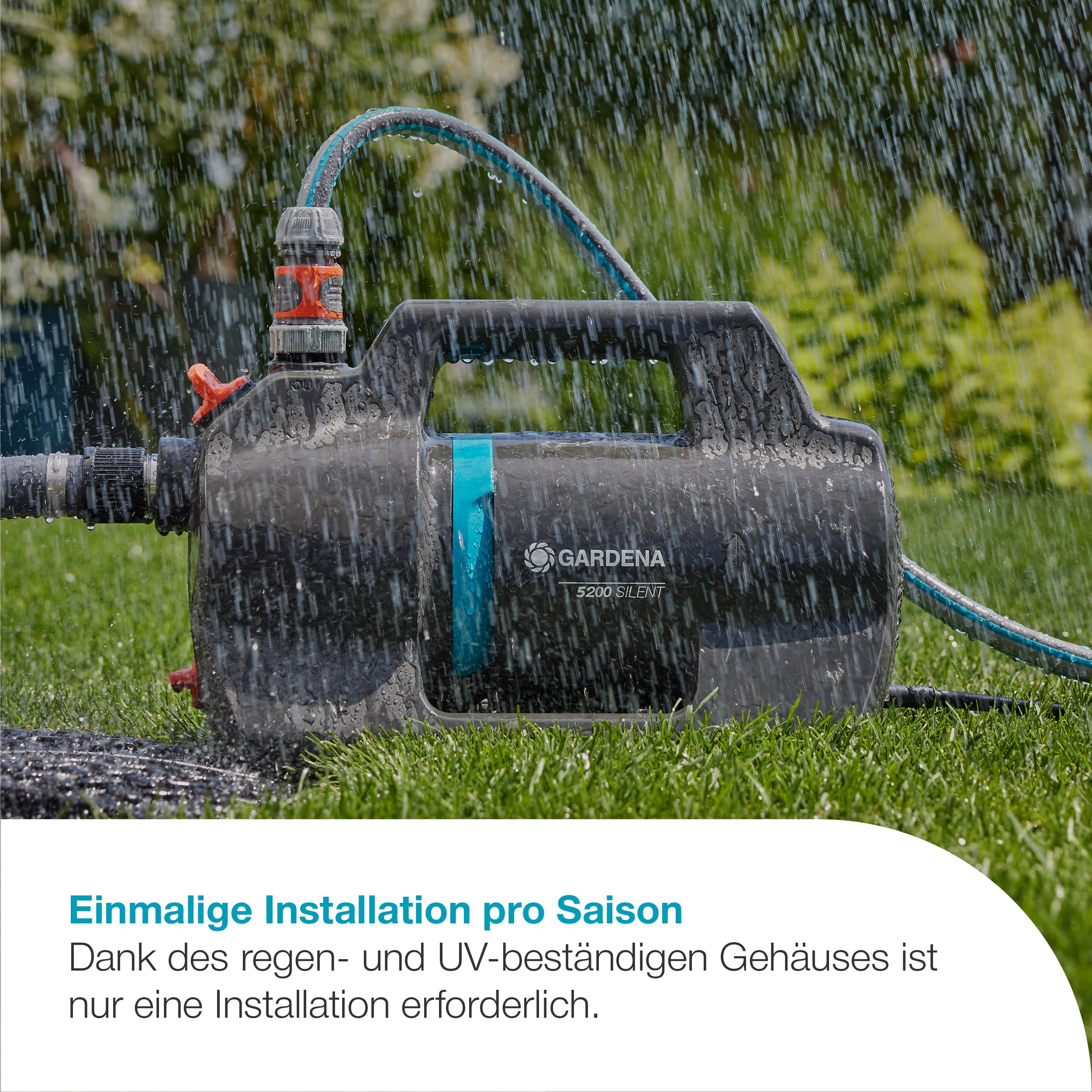 Gardena Gartenpumpe 5200 Silent Pumpen: 26% mehr Wasserdurchfluss bei gleichem Energieverbrauch im Vergleich zum Vorgänger-Modell*, Leise im Betrieb (09084-20)