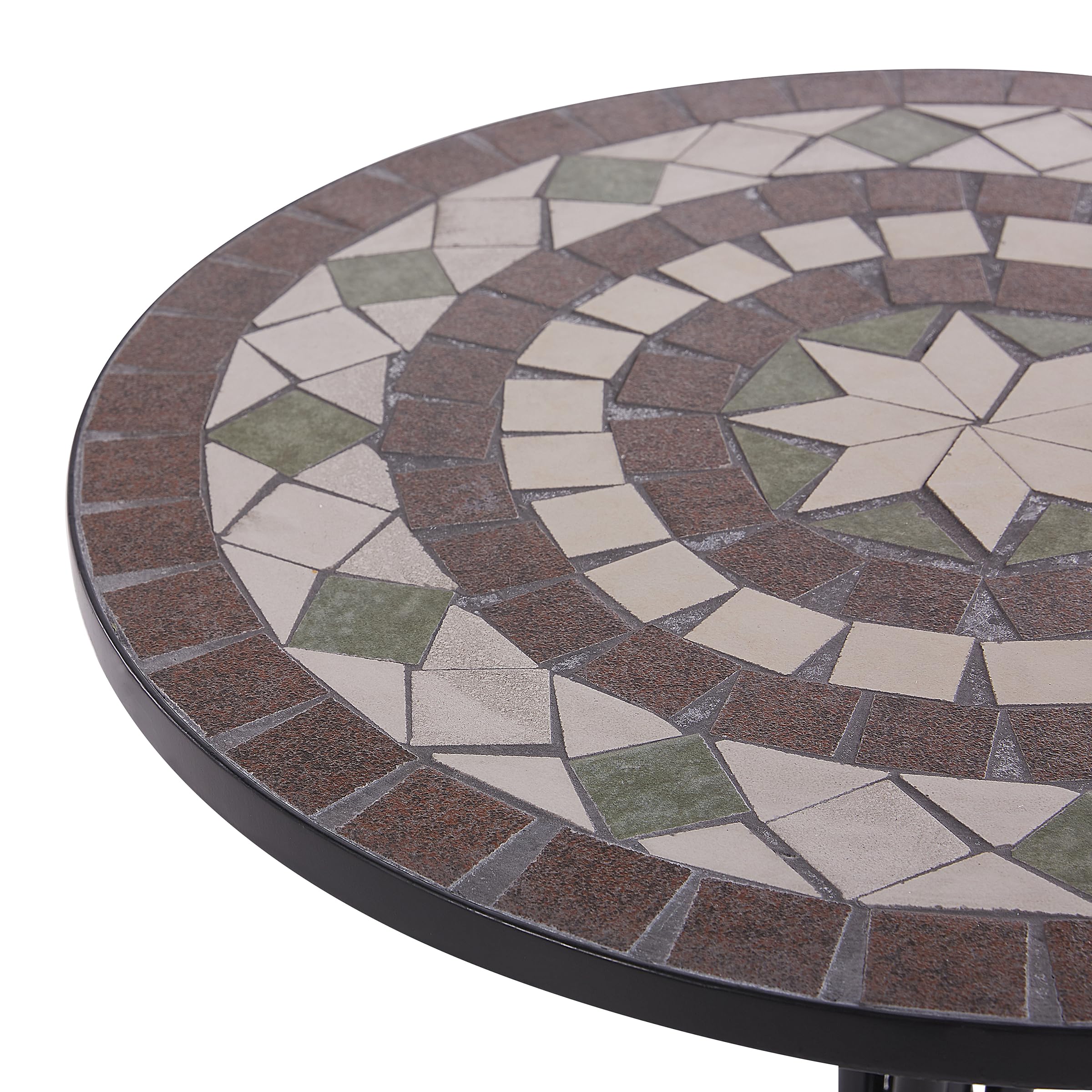 Table d'Extérieur en Métal Noir Style Vintage Mosaïque Cariati