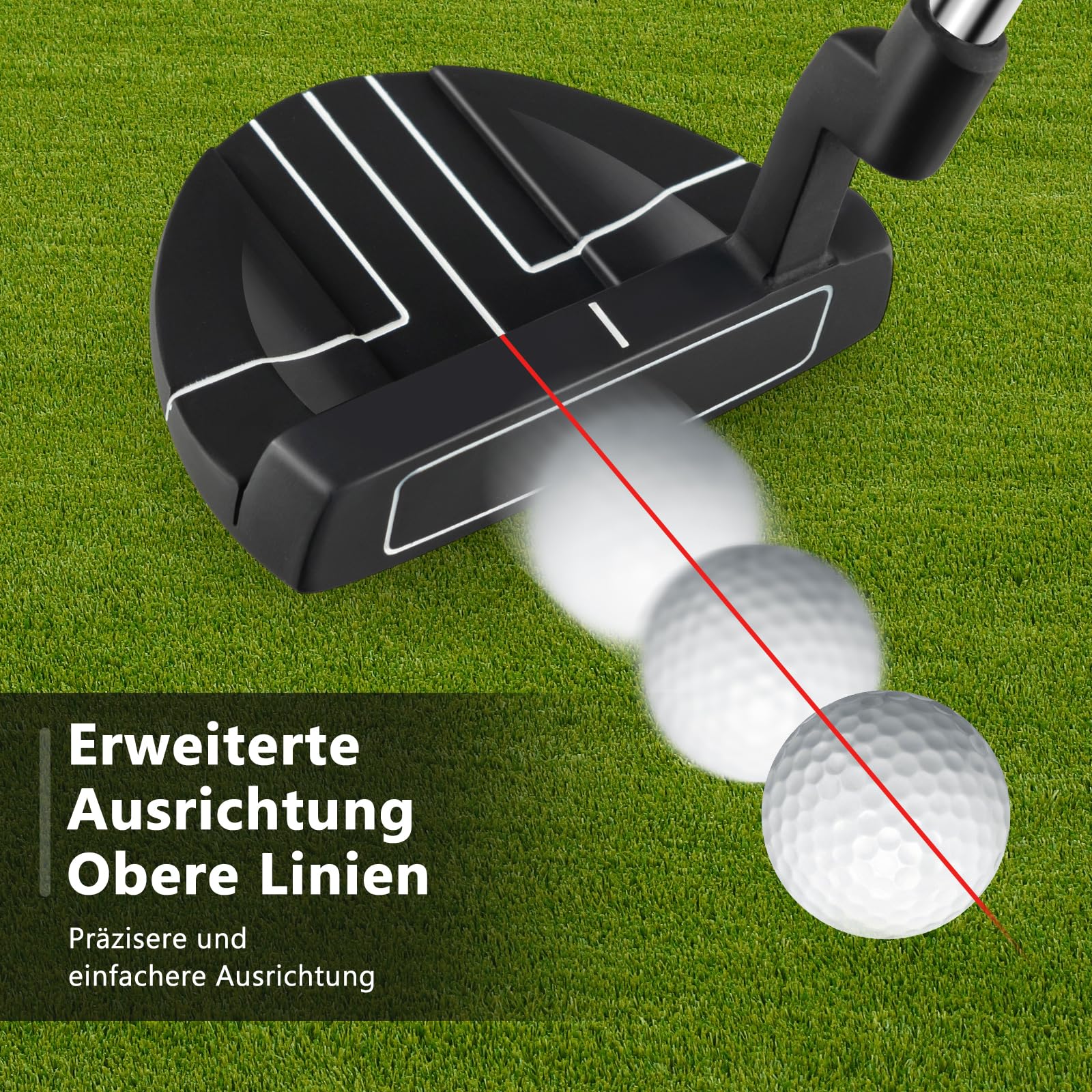 GYMAX Golf Putter 89 cm, Golfschläger mit Gummi-Griff & Kopfbedeckung, Mallet-Putter mit geriffelte Schlagfläche & Zinklegierungskopf, für Männer & Frauen