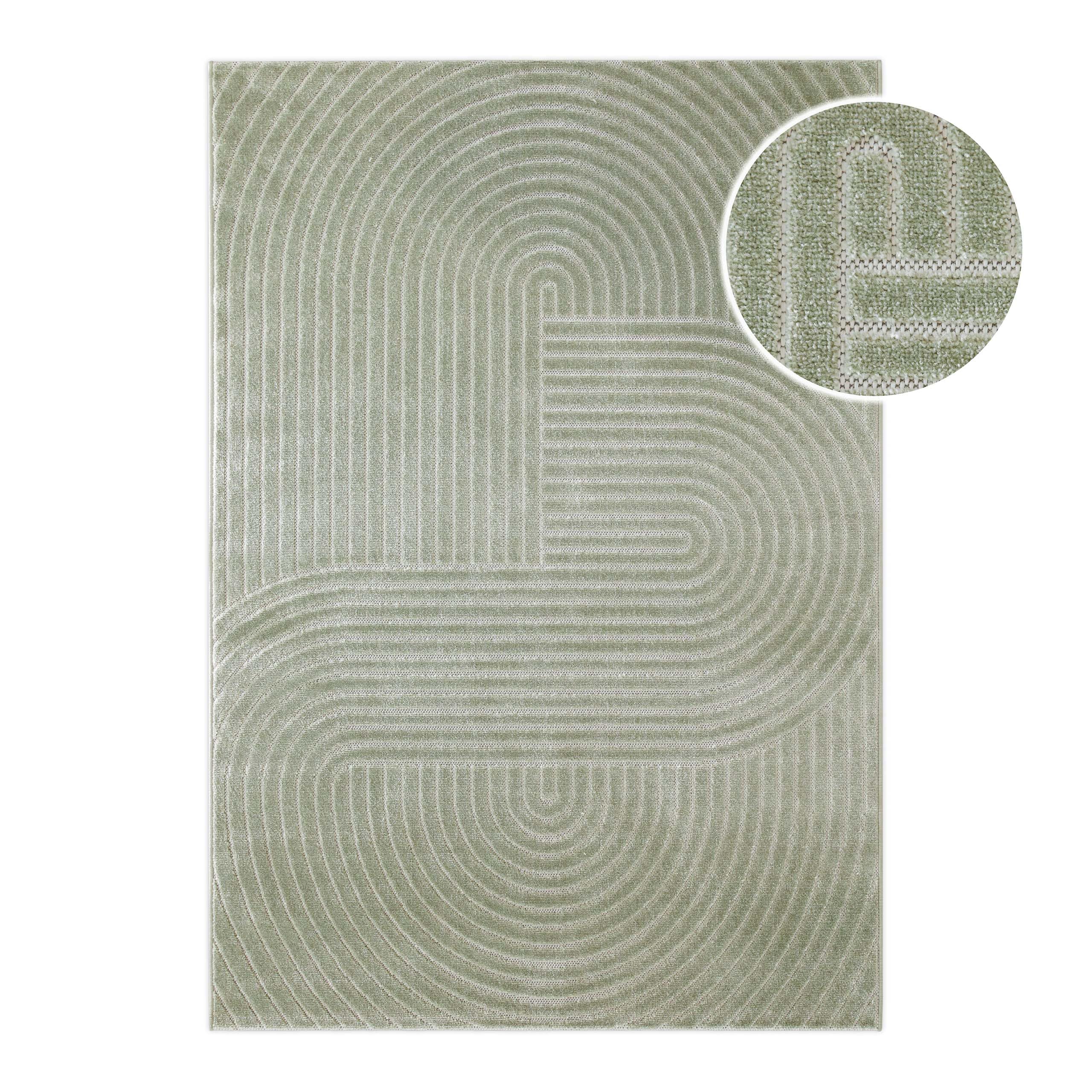 WECONhome Tapis d'extérieur Bacalar à poils courts tissés, vert sauge, aspect 3D, résistant aux intempéries et facile d'entretien, pour l'intérieur et l'extérieur, 80 x 150 cm, vert sauge