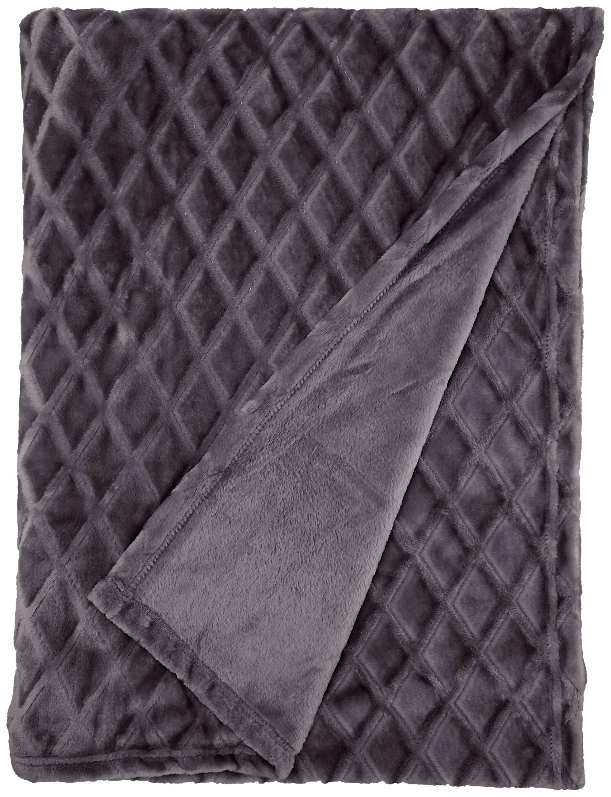 Northpoint Ardour Diamond Embossed Velvet Throw, 50" x 70", Charcoal