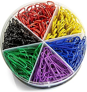 Officemate PVC Free Color Coated Paper Clips, 450 Per Tub Office Paper Clamp (97229)