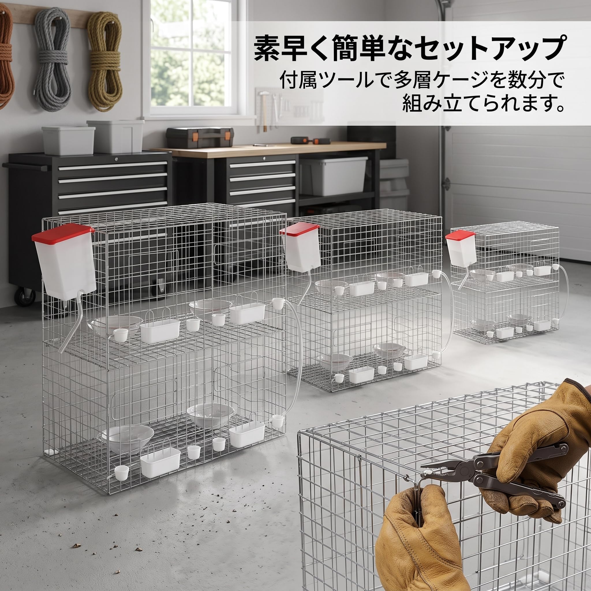 Jaula para Palomas Metal, Cría Automática con Accesorios Completos para Palomas