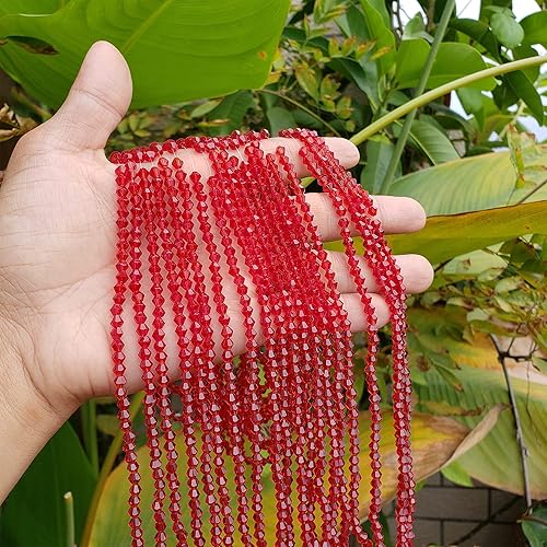 Miniatura 3 de Chengmu Cuentas de vidrio rojo bicono de 0.157 in para la fabricación de joyas, 1700 unids facetadas Crytal Spacer Beads Surtidos Accesorios para