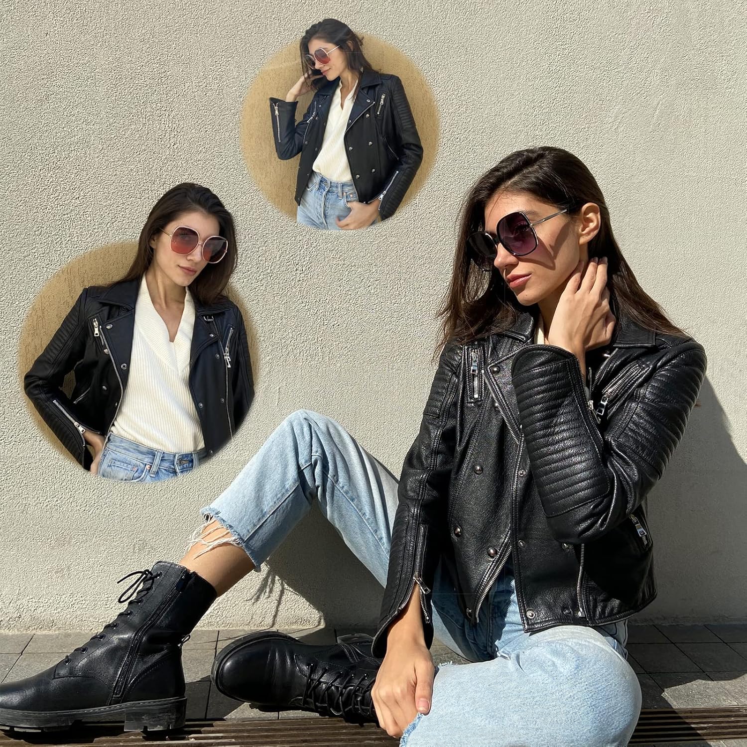 Freckles Mark 70s Super Oversize Square Sunglasses for Women Vintage Rectangular Plastic Frame - Image 3