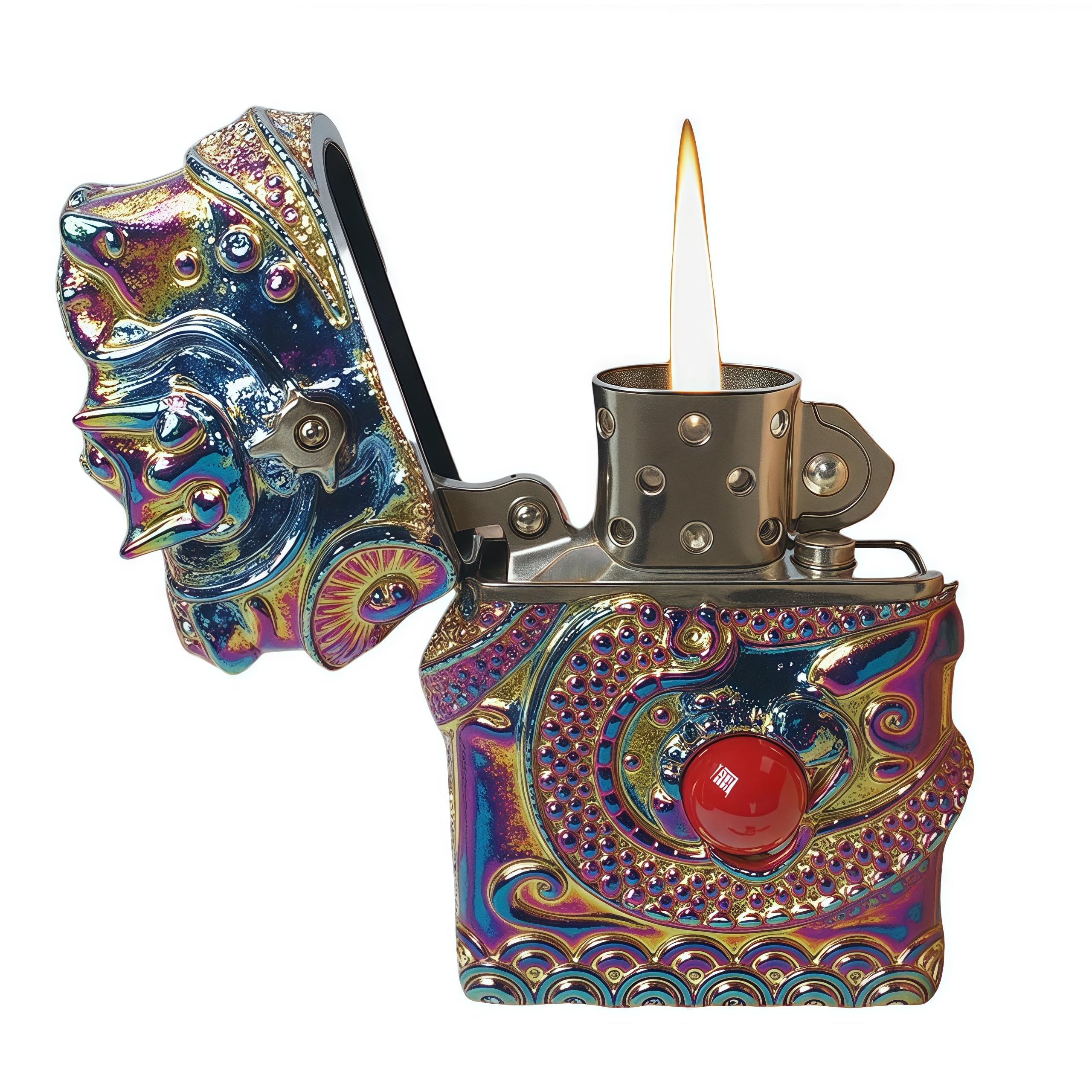 3D Carving Vintage Trench Lighter Dragon Reusable Kerosene Lighter Antique Kerosene Lighters for Man (Bronze)