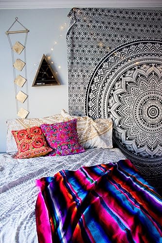 Vista 129 de Popular Handicrafts Tapestry Wall Hanging Hippie Ombre Mandala Bohemian HippyMetallic Shine Intricate Indian Tapestries Bedspread 84 x 90 Inches