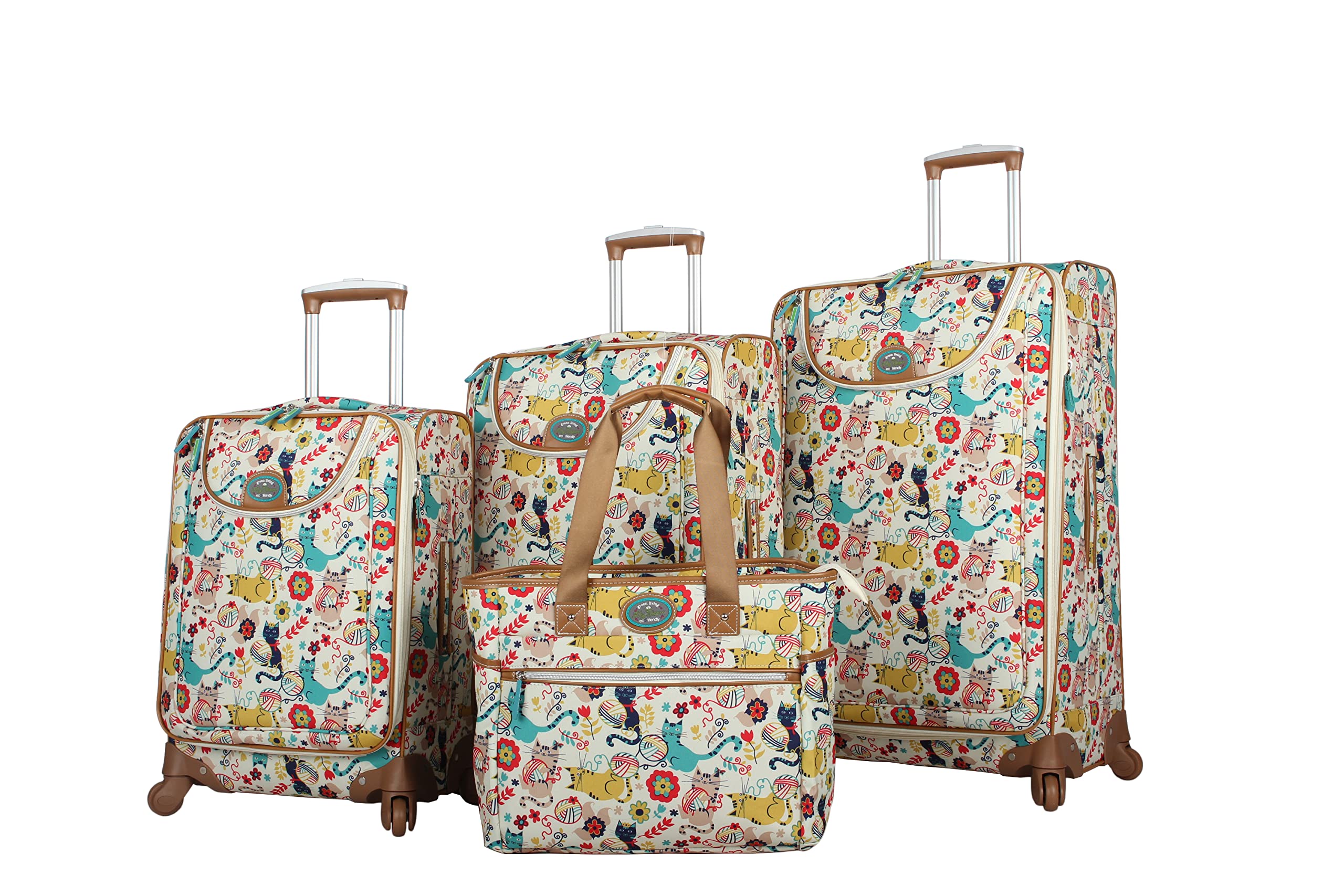 Lily Bloom Luggage Set 4 Piece Suitcase Collection With Spinner Wheels For Woman (Furry Friends)