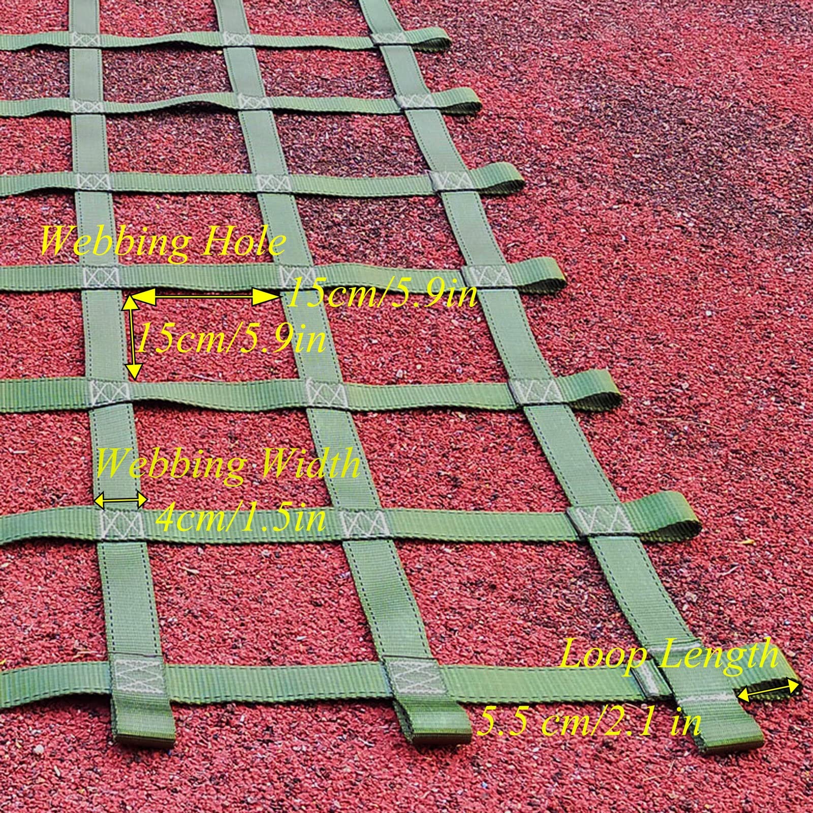 DREAMOSA Cargo Net Climbing Adult,Swing Set Playground Treehouse Rope Ladder Indoor Kids Outdoor Jungle Gym Netting Safety Nets Ninja Warrior Obstacle Course for Kids,for Backyard Slackline,Green