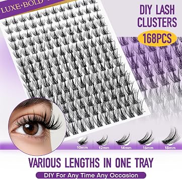 Manga Lashes Cluster with Spikes 168pcs Natural Anime Individual Eyelashes Extensions Cute 10-18mm Wispy Cluster Lashes Dramatic Wet Look Lashes