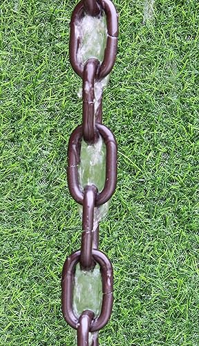 Miniatura 2 de KAM Home RAIN - Cadena de aluminio ARTWEAR de aspecto natural con adaptador de canaleta para instalación de cadena de lluvia (10 pies, marrón)