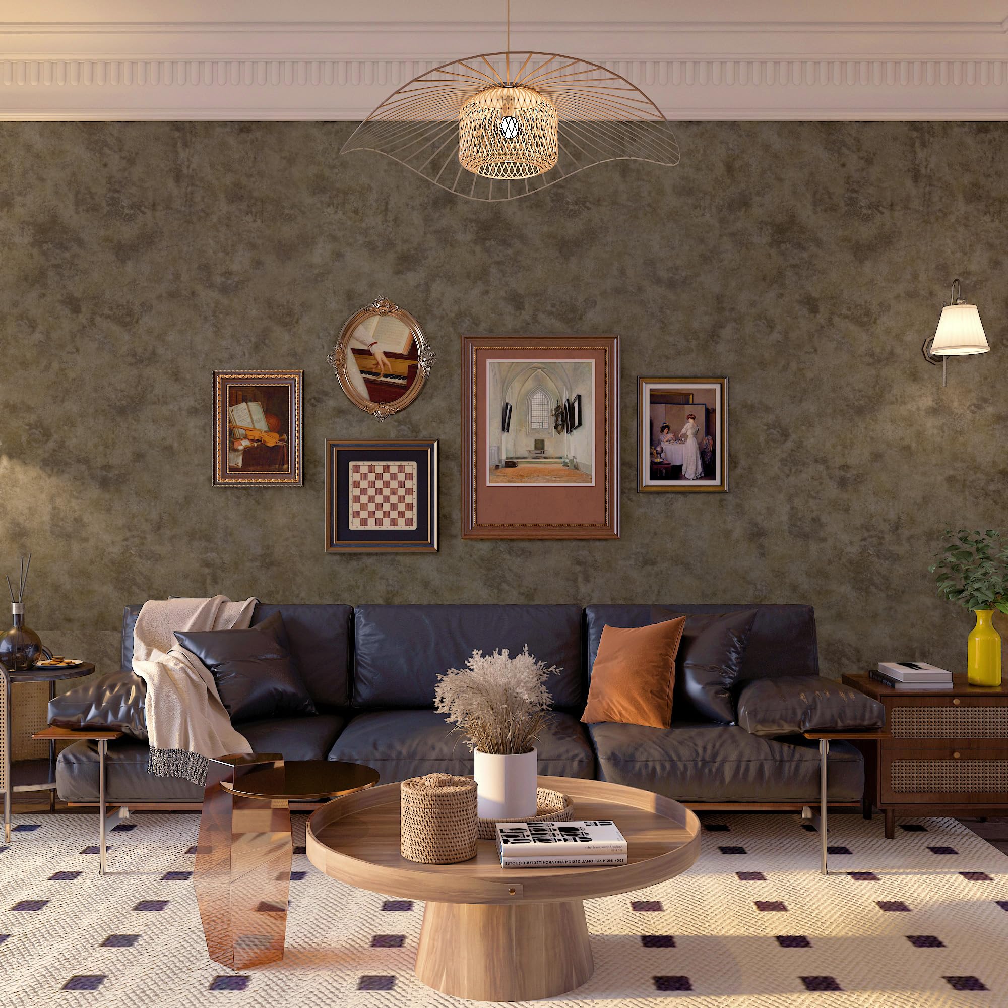 BAYYA Concrete Peel and Stick Wallpaper Textured Wallpaper 48"x197" Gold/Copper/Brown Mid Century Modern Cement Industrial Wall Paper Rust Distressed