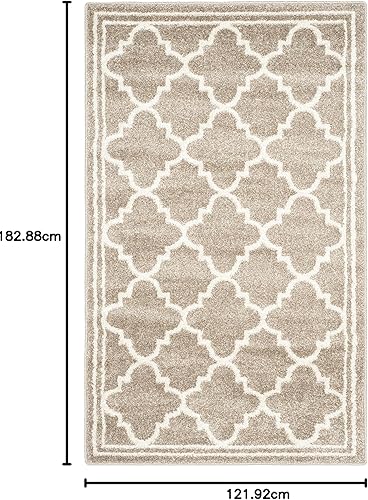 Vista 181 de Safavieh Amherst Collection AMT422B - Alfombra para interiores y exteriores, color gris claro y beige