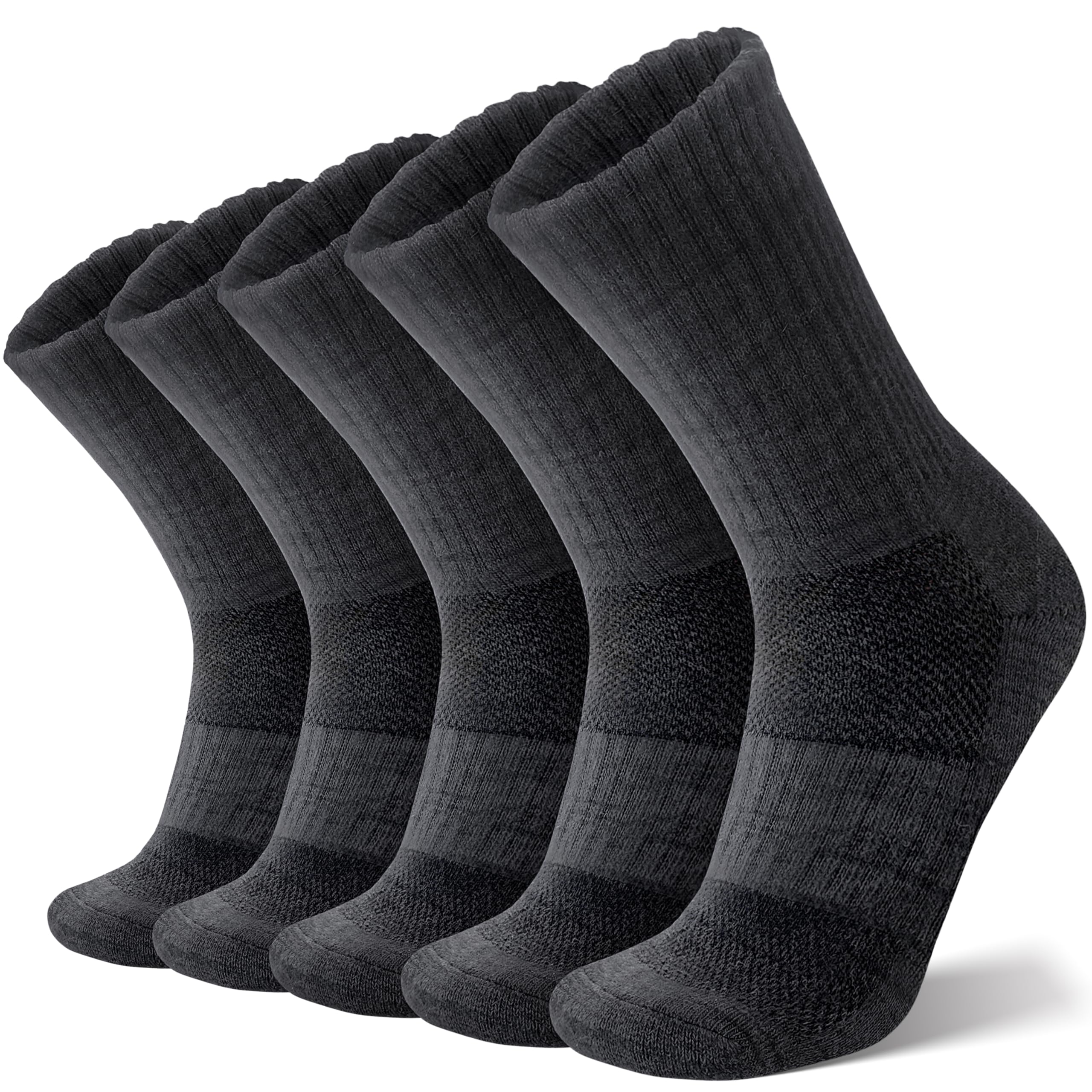 ANTSANG Merino Wolle Wandern Socken für Herren und Damen 5 Paare Warme Winter Dicke Kissen Feuchtigkeit Wicking Crew Socken