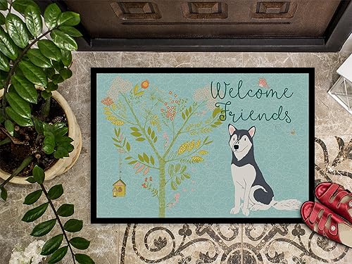 Miniatura 3 de Caroline's Treasures BB7594JMAT - Felpudo con texto en inglés "Welcome Friends" Siberian Husky de 24 x 36 pulgadas, tapete para puerta delantera,