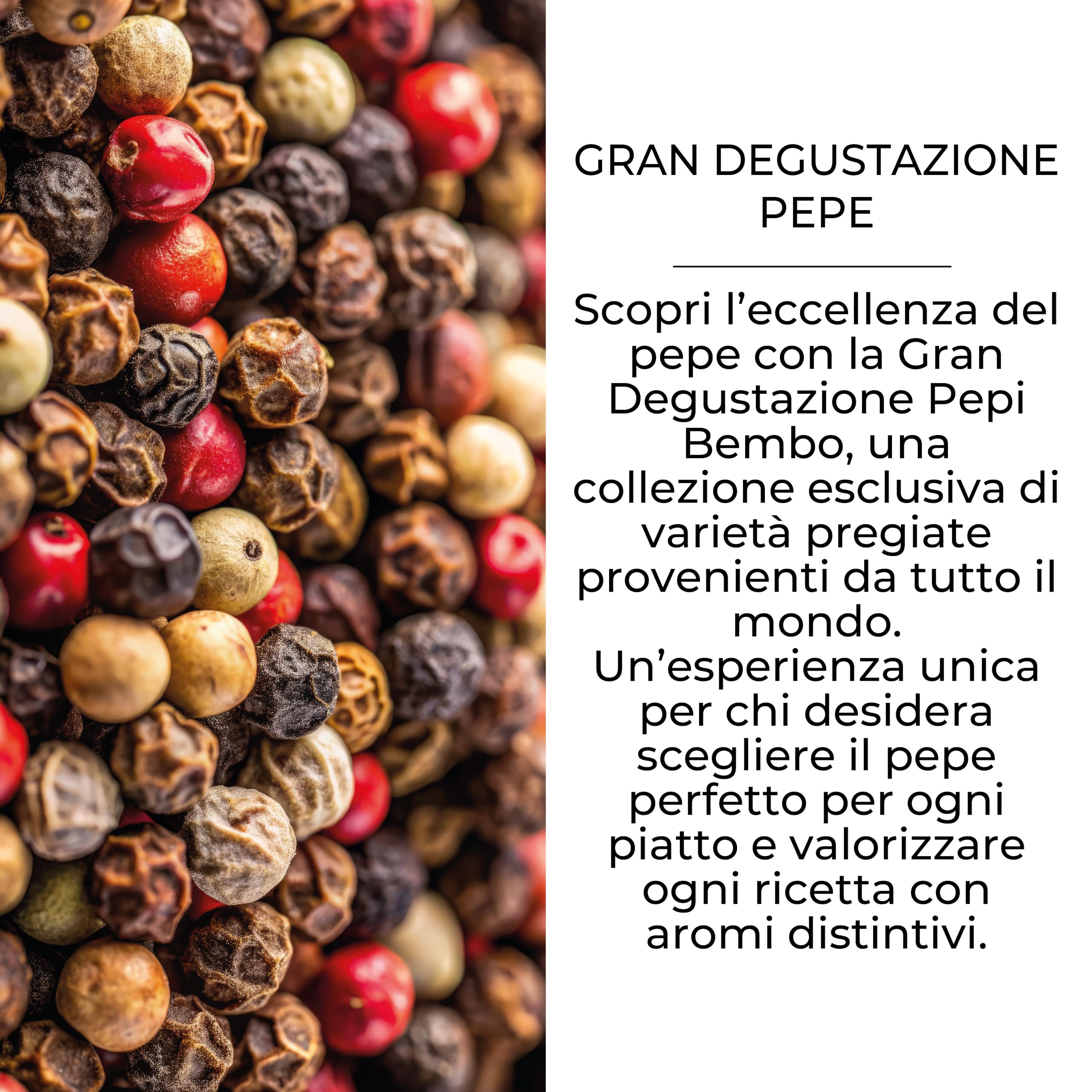 Bembo Set Regalo 15 Pepi del Mondo – Collezione Degustazione | 15 pepi da guardare, toccare, annusare e assaggiare. Un viaggio tra aromi del mondo. Made in Italy.