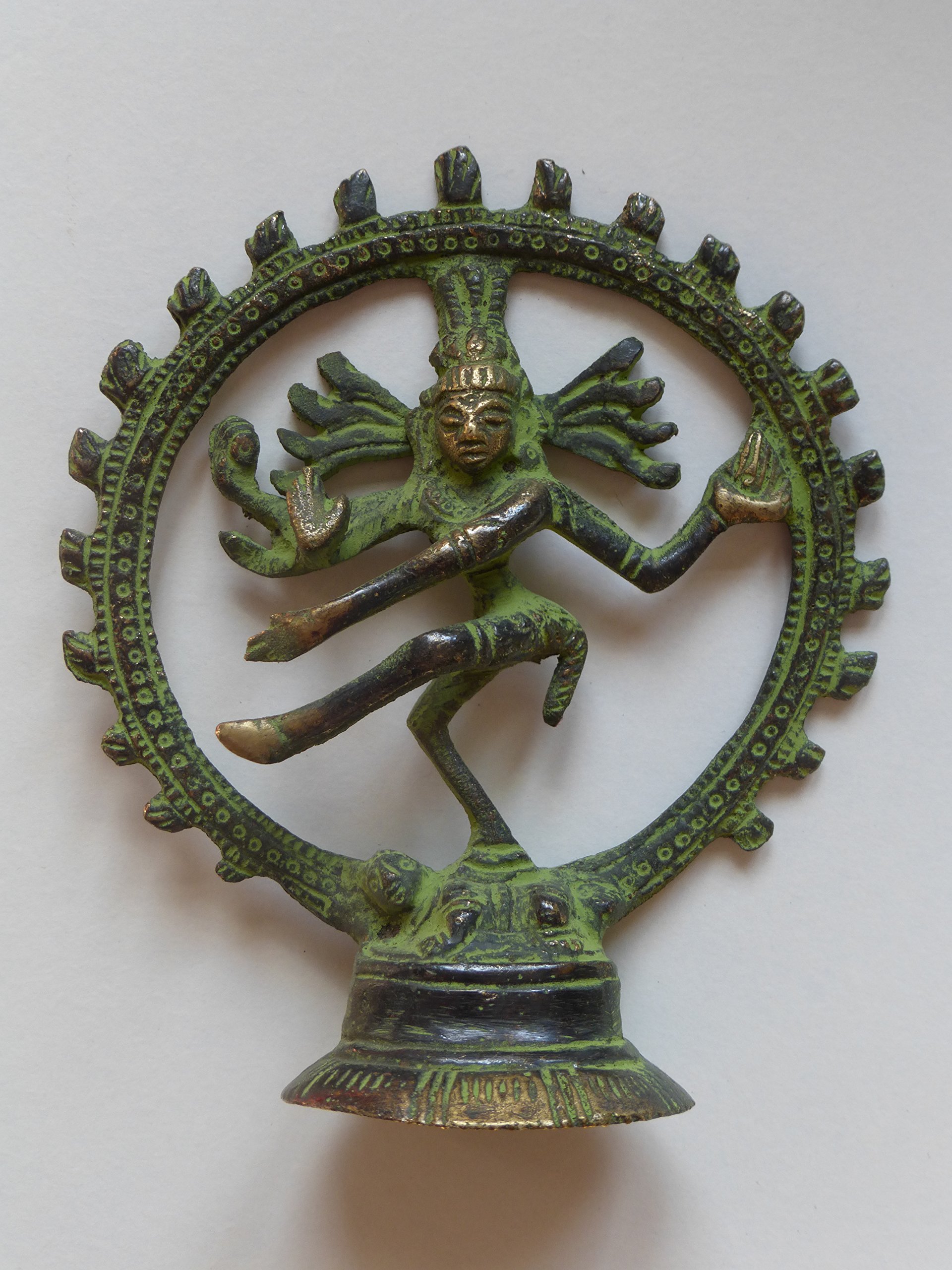 Pilgrims Fair Trade Hindu God Dancing Shiva Natraj Virdigris Brass Statue 9.5cm
