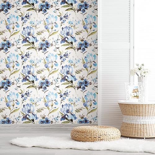 Miniatura 7 de RoomMates RMK12296PL Iris - Papel tapiz para despegar y pegar, azul, verde