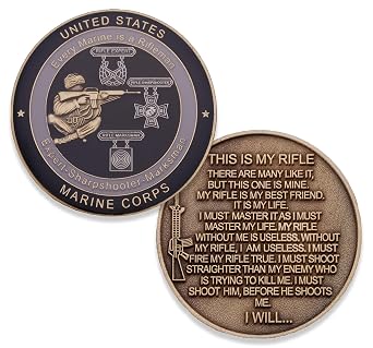 عملة تحدي مشاة البحرية Rifleman Creed - عملة USMC العسكرية - منتج مرخص رسميًا صممه مشاة البحرية للمارينز. عملة تحدي USMC
