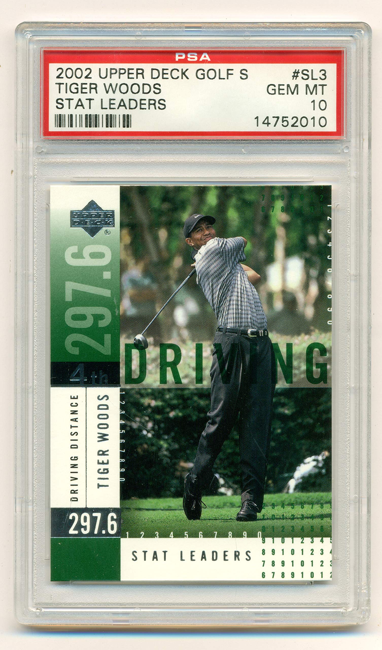 2002 Upper Deck Golf Tiger Woods Stat Leaders #SL3 - PSA 10 Gem