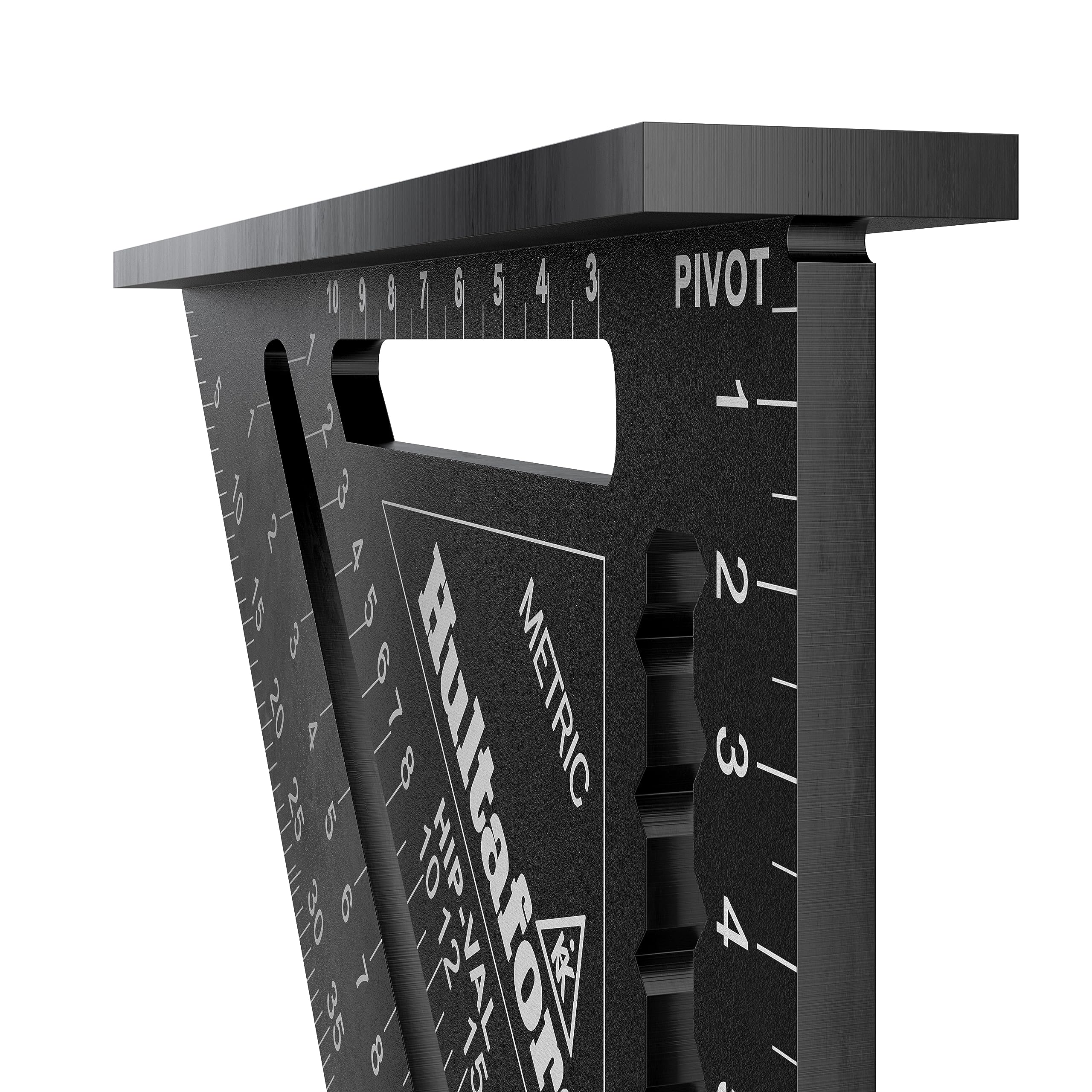 Équerre 5 en 1 180 mm I Hultafors I Équerre de charpentier, usinage CNC de l’aluminium I Équerre de charpentier adaptée au marquage, à la mesure et au traçage I Avec table de conversion I 257010